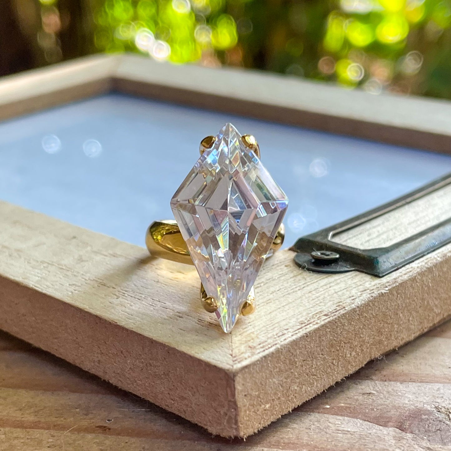 Colorful CZ Kite Prong Rings - Both Metals