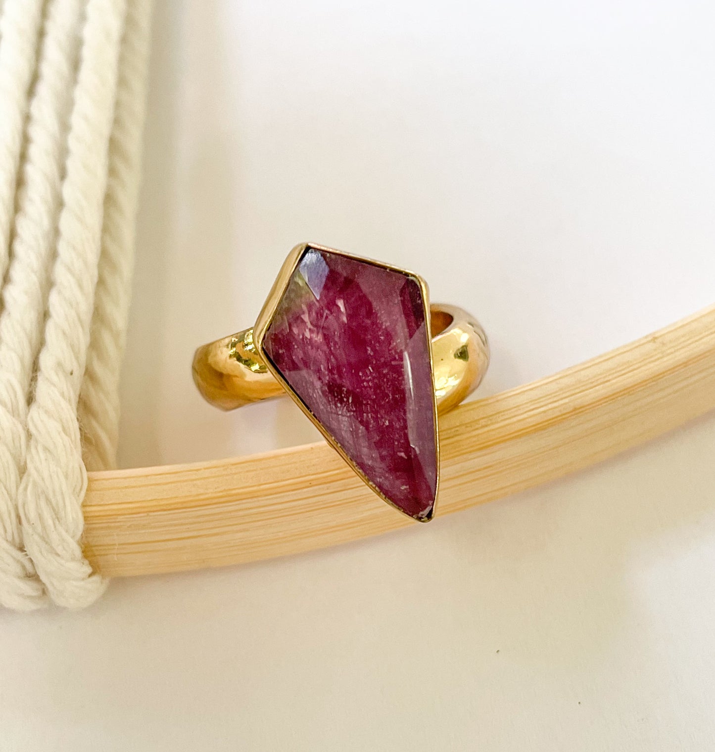 Ruby Doublet Kite Ring - Alchemia