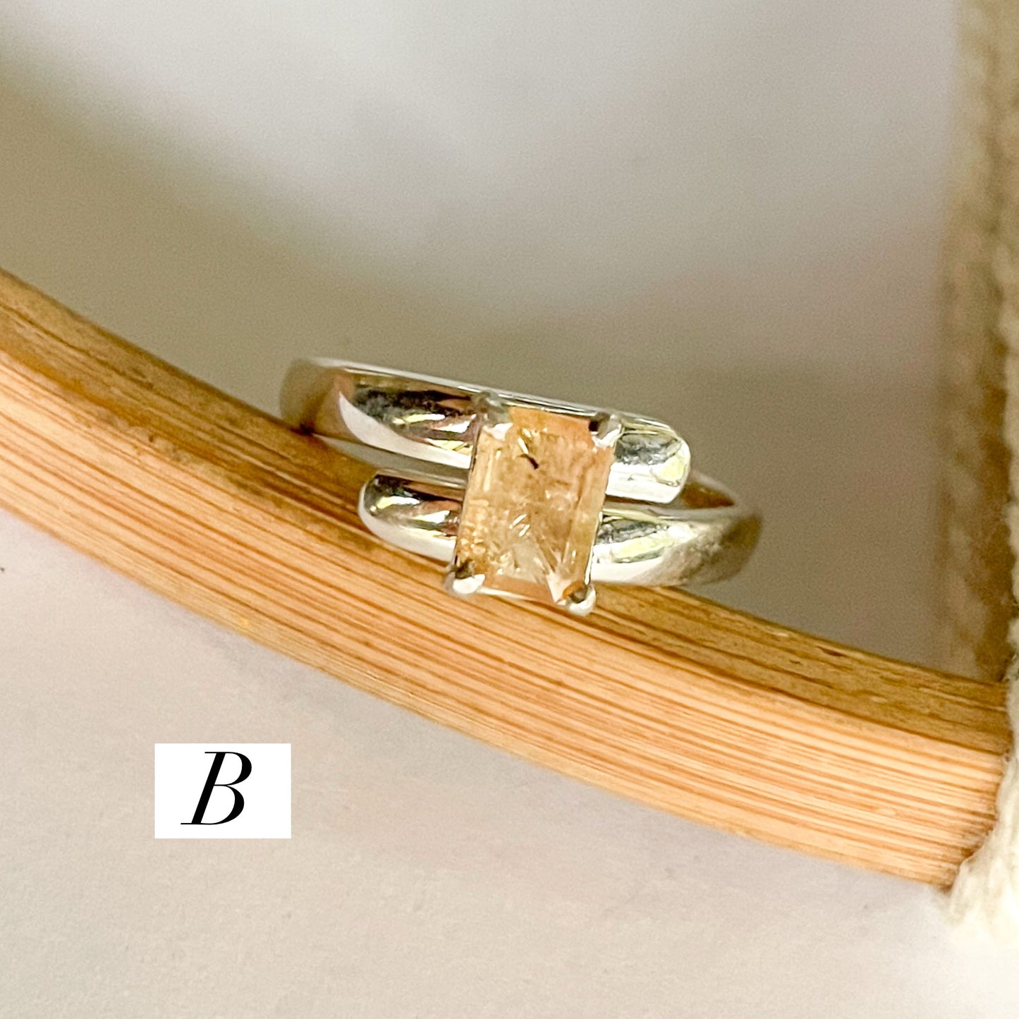 Certified Natural Imperial Topaz Prong Ring - Solid Sterling Silver