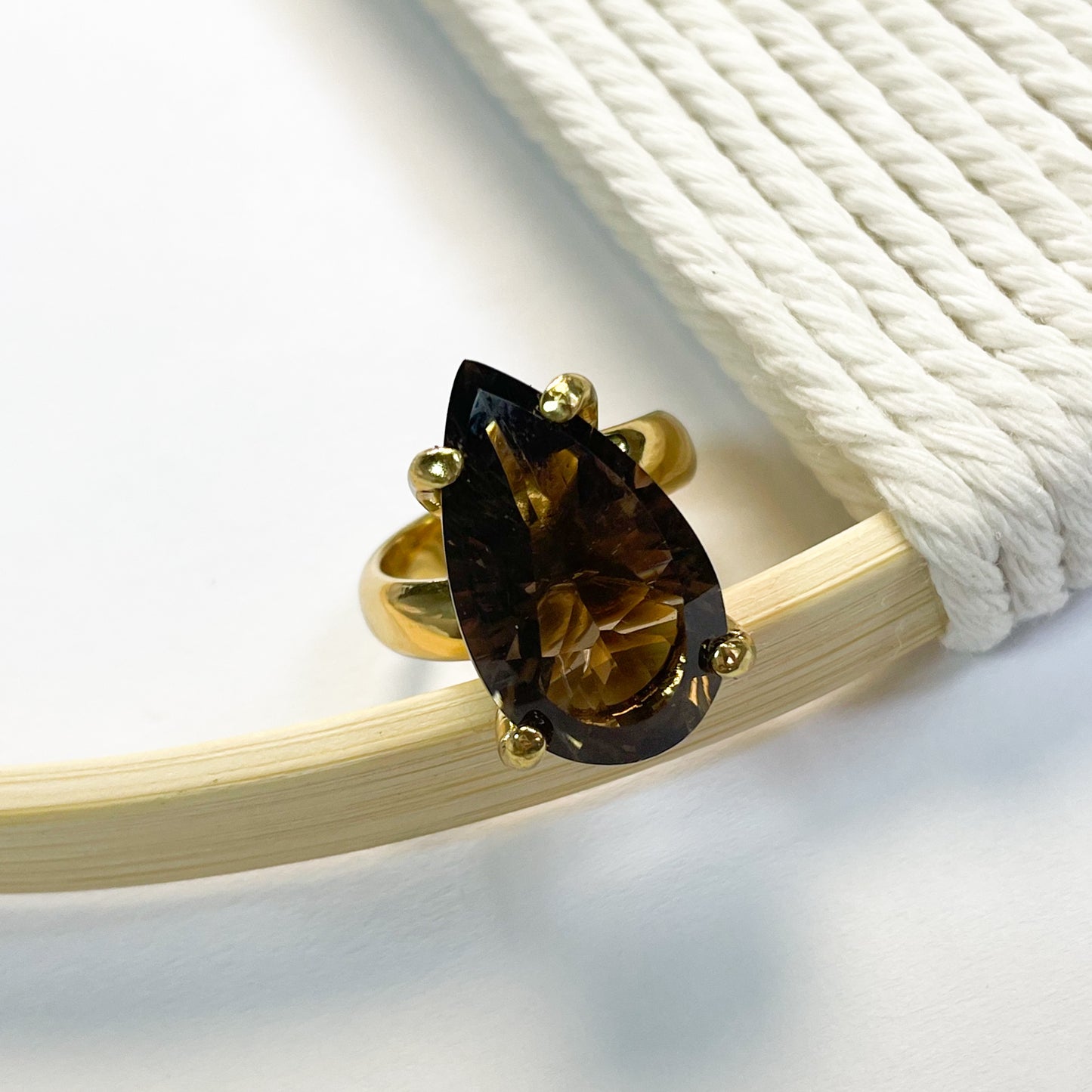 Smokey Quartz Prong Ring - Alchemia