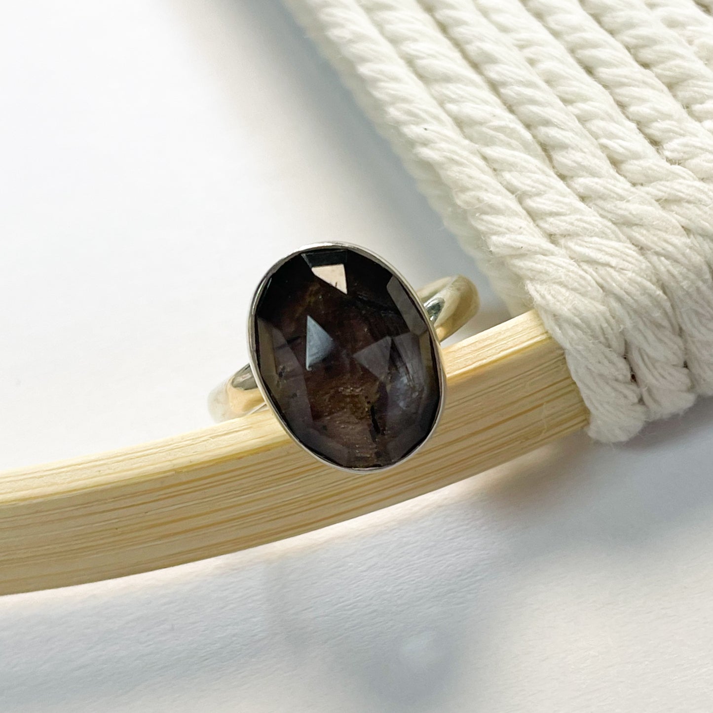 Gray Shimmer Doublet Ring - Solid Sterling Silver