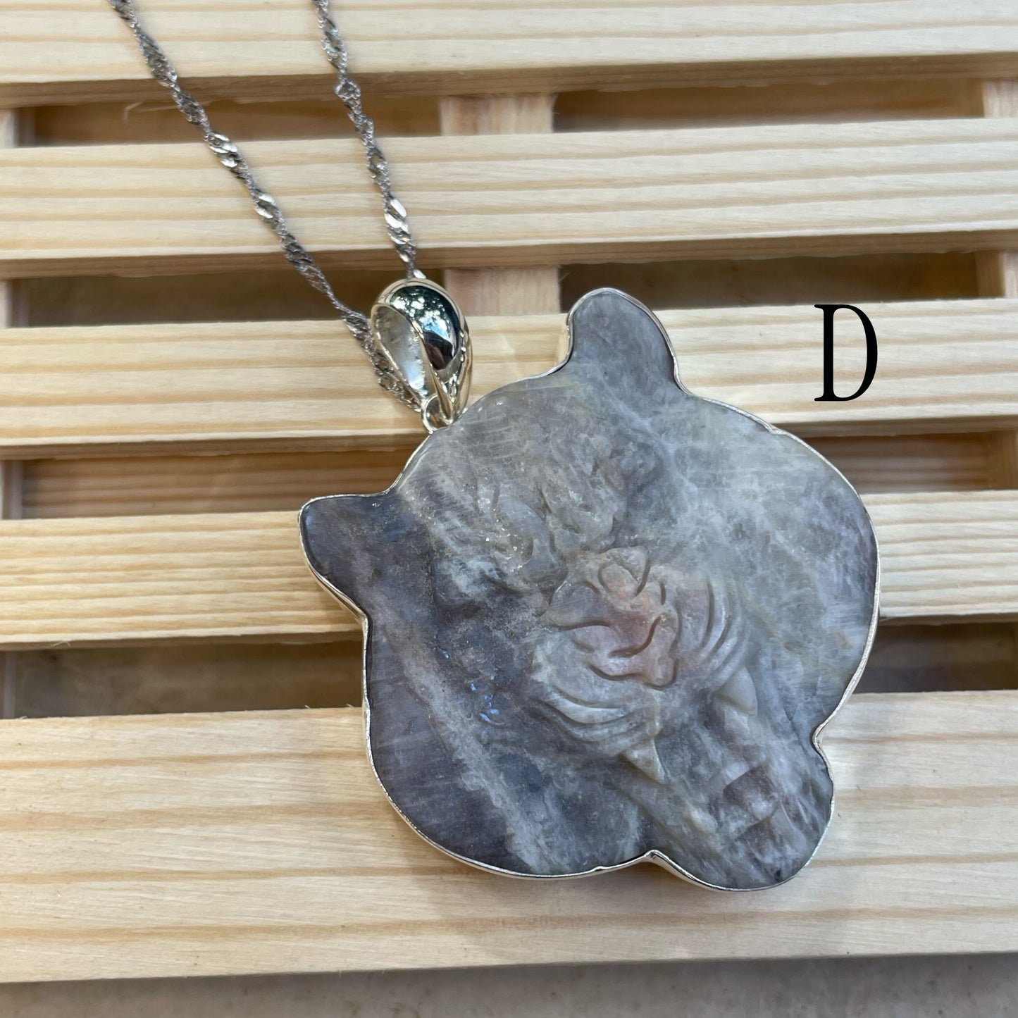 White Moonstone Tiger Ring & Pendants - Solid Sterling Silver