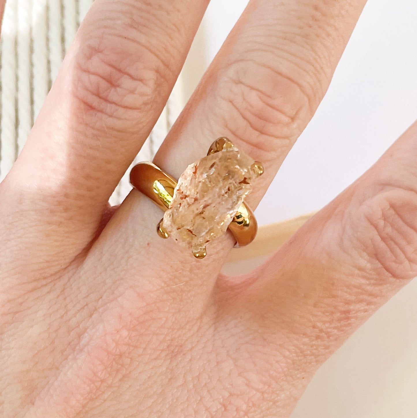 Raw Quartz Prong Ring - Alchemia Gold