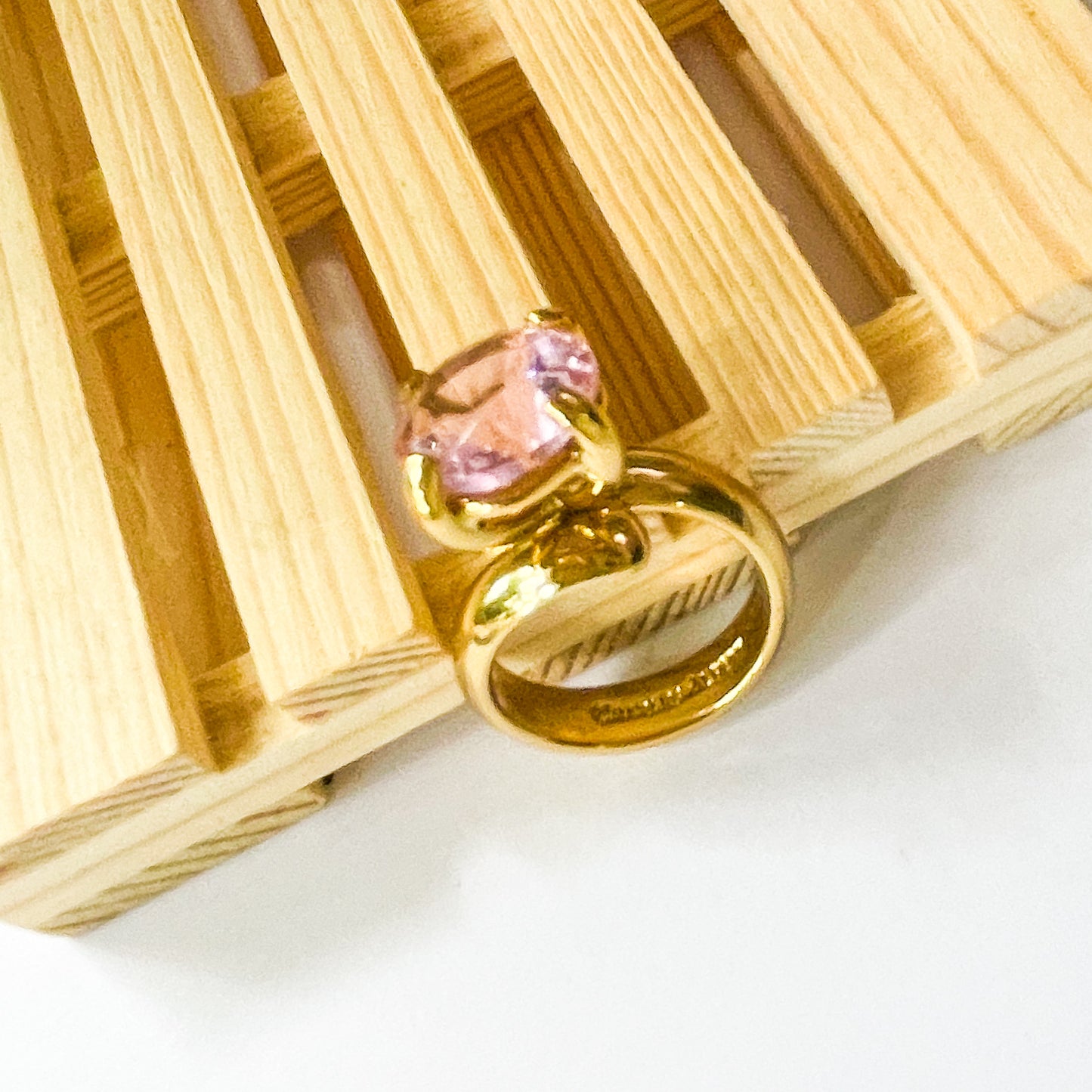 Pink Polka Dot Prong Ring - Alchemia Gold