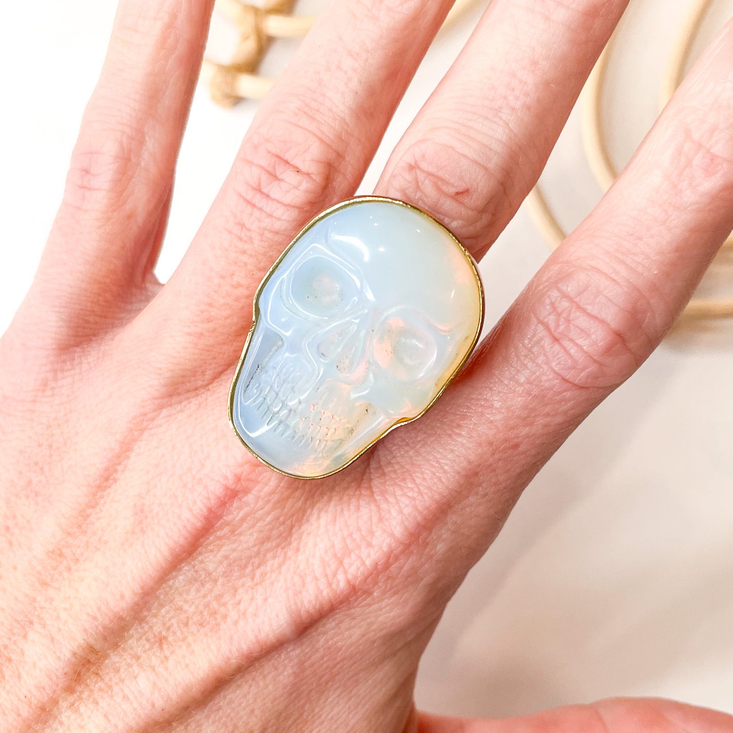 Load image into Gallery viewer, Opalite Skull Ring - Alchemia
