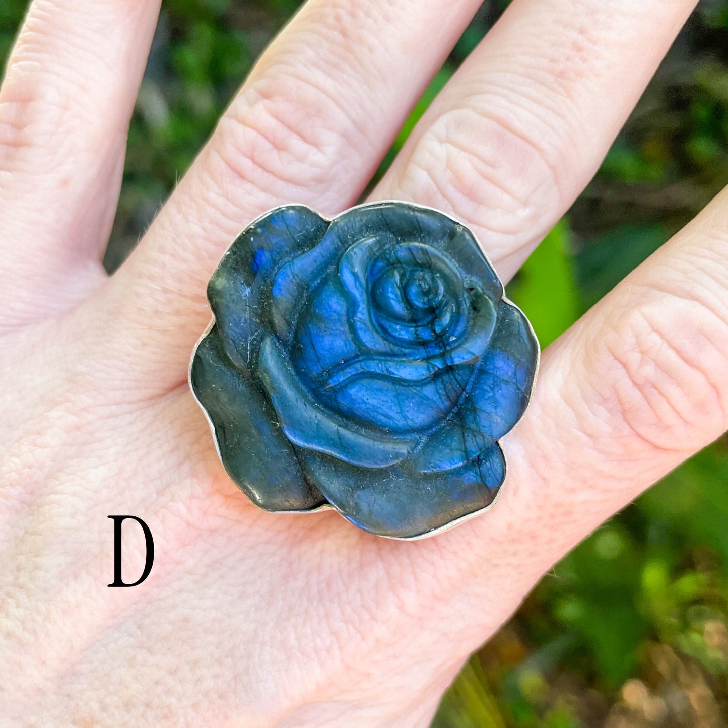 Labradorite Flower Ring - Both Metals