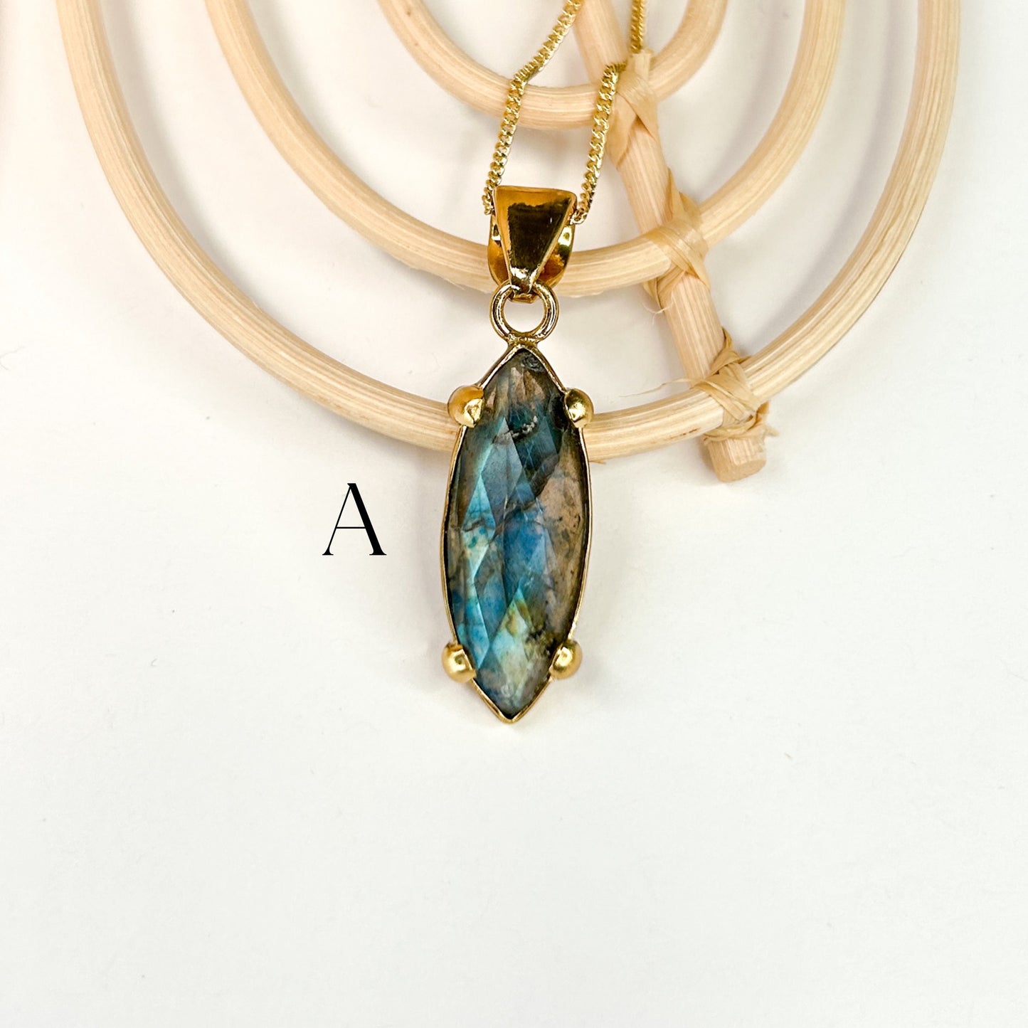 Faceted Marquise Labradorite Pendant - Alchemia