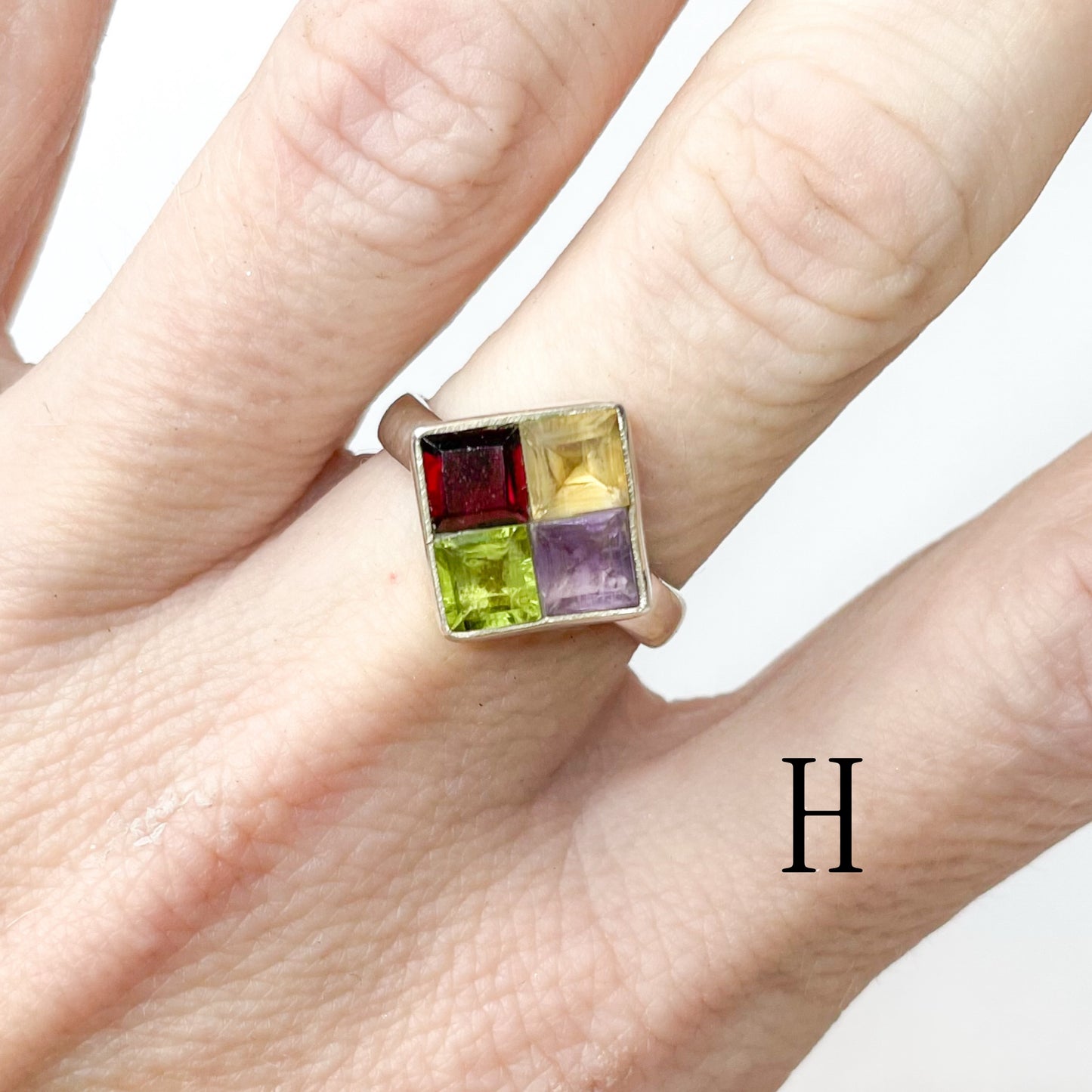 Multi Gemstone Inlay Rings - Solid Sterling Silver