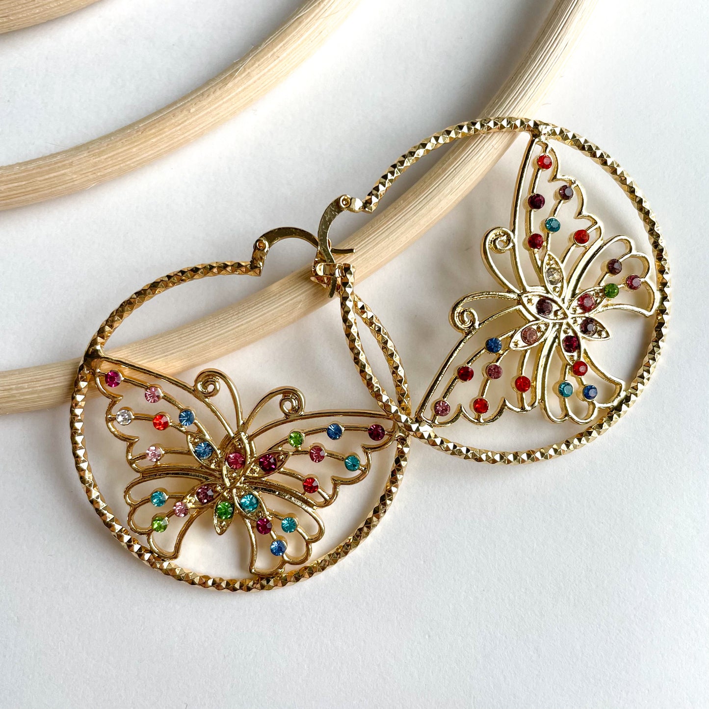 CZ Butterfly Hoop - 18k Gold Filled