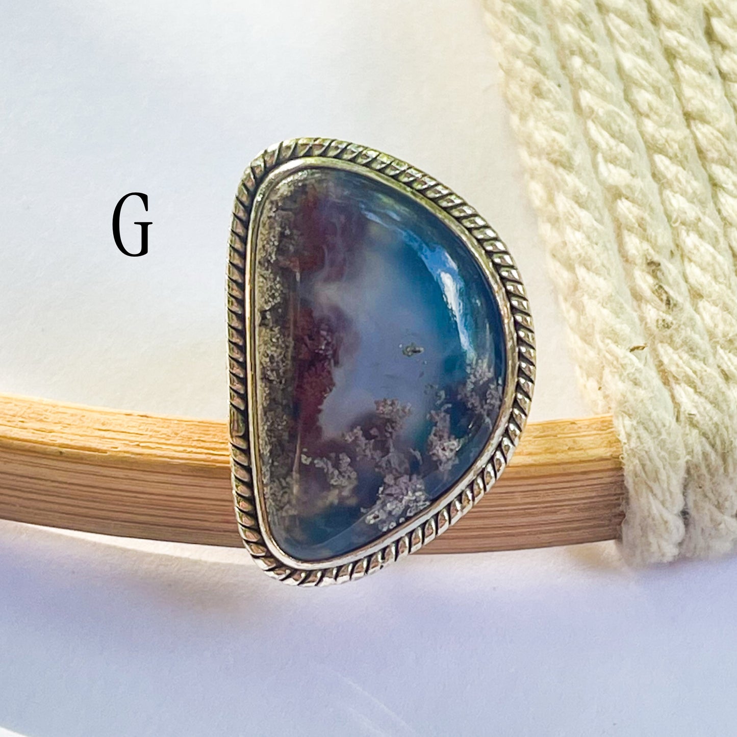 Aura Opal & Moss Agate Ring & Pendant - Solid Sterling Silver