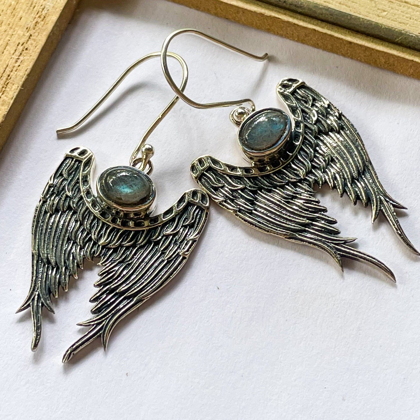 Labradorite Angel Wings Dangles - SSS