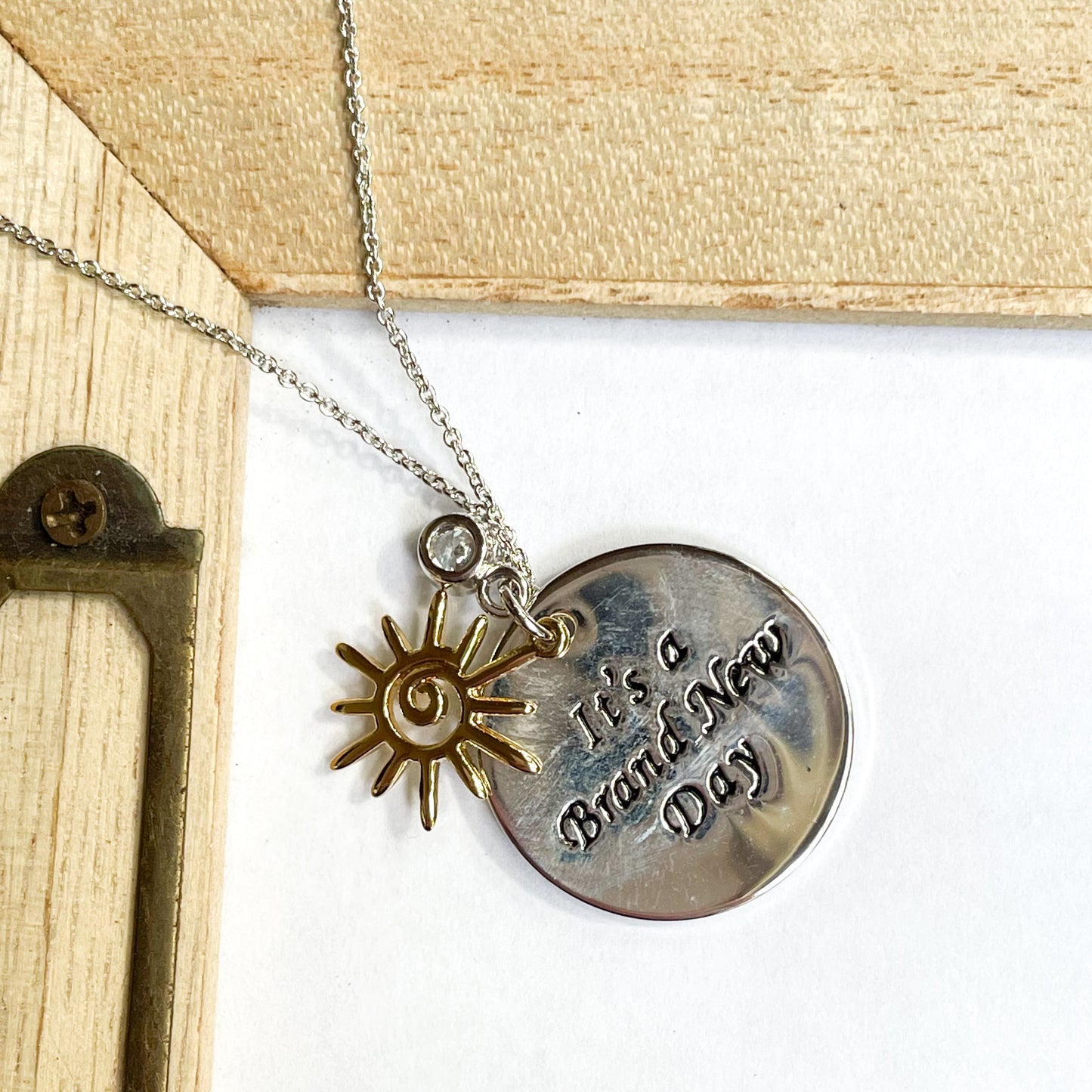 Inspiration Quotes with Charm Necklace- Rhodium