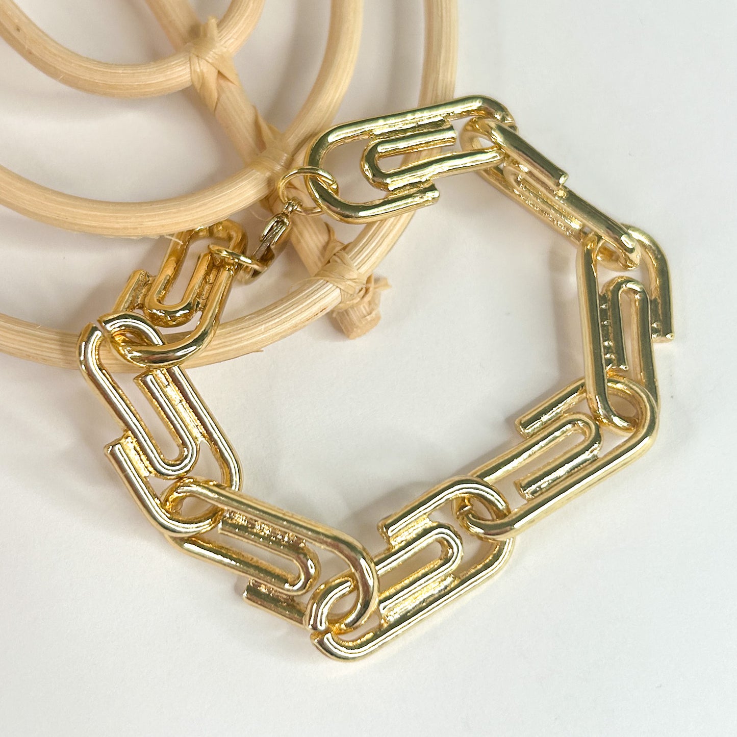 Statement Paper Clip Link Bracelet - 18K Gold Filled