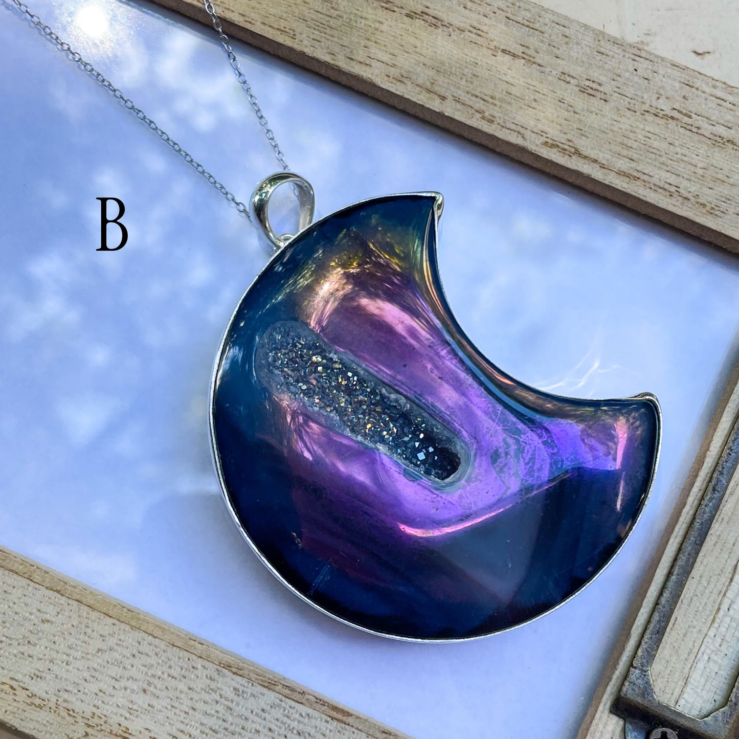 Aurora Statement Moon Pendant - Solid Sterling Silver