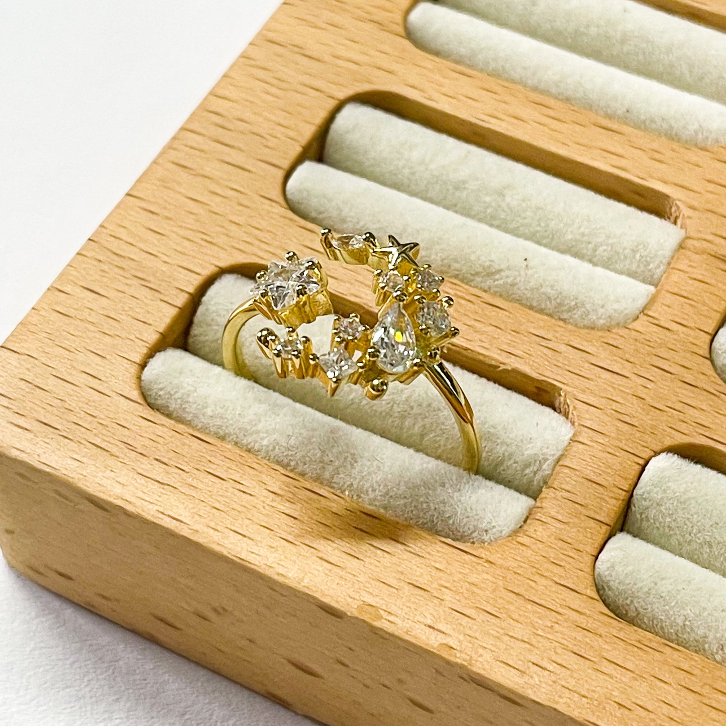 CZ Moon & Star Sized Ring - Vermeil