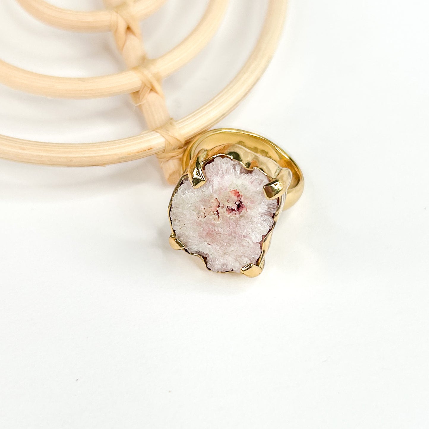 Pink Geode Adjustable Ring - Alchemia