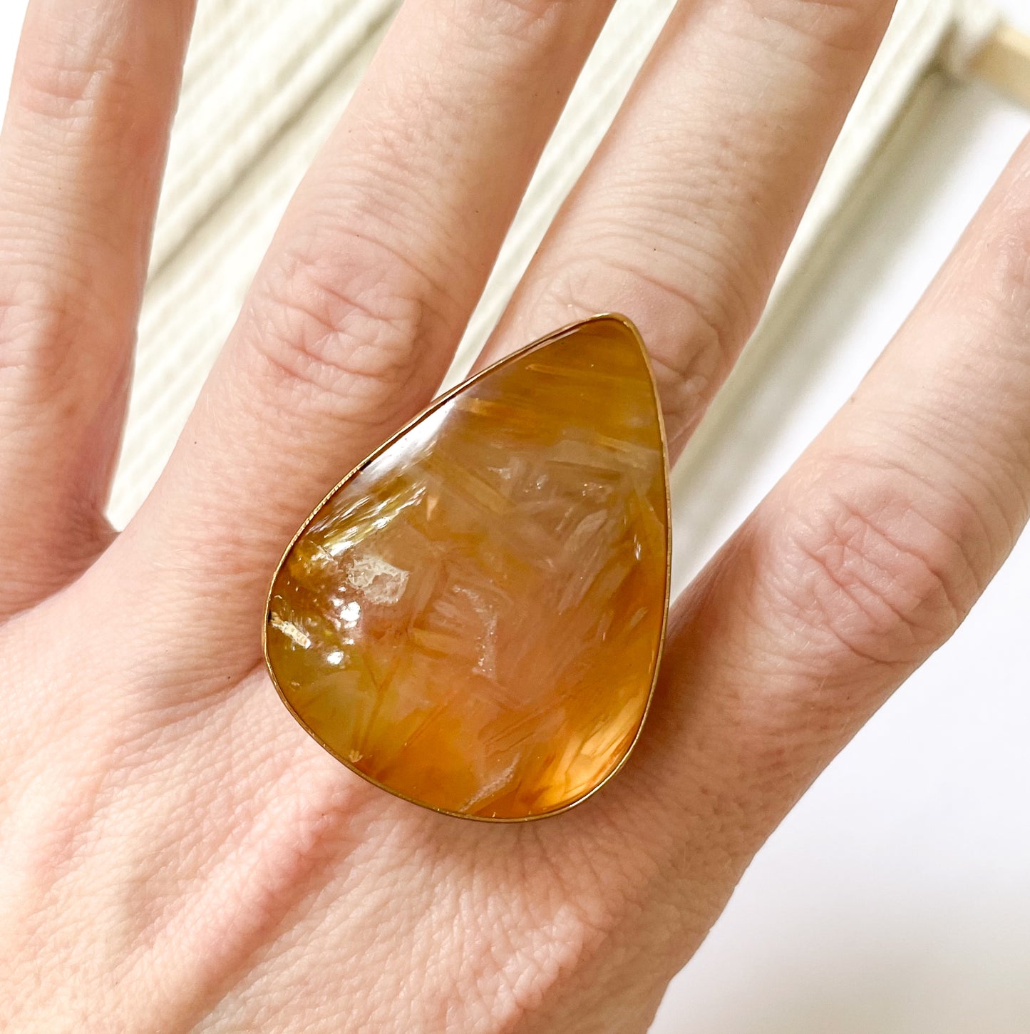 Sagenite Plume Agate Ring - Alchemia Gold