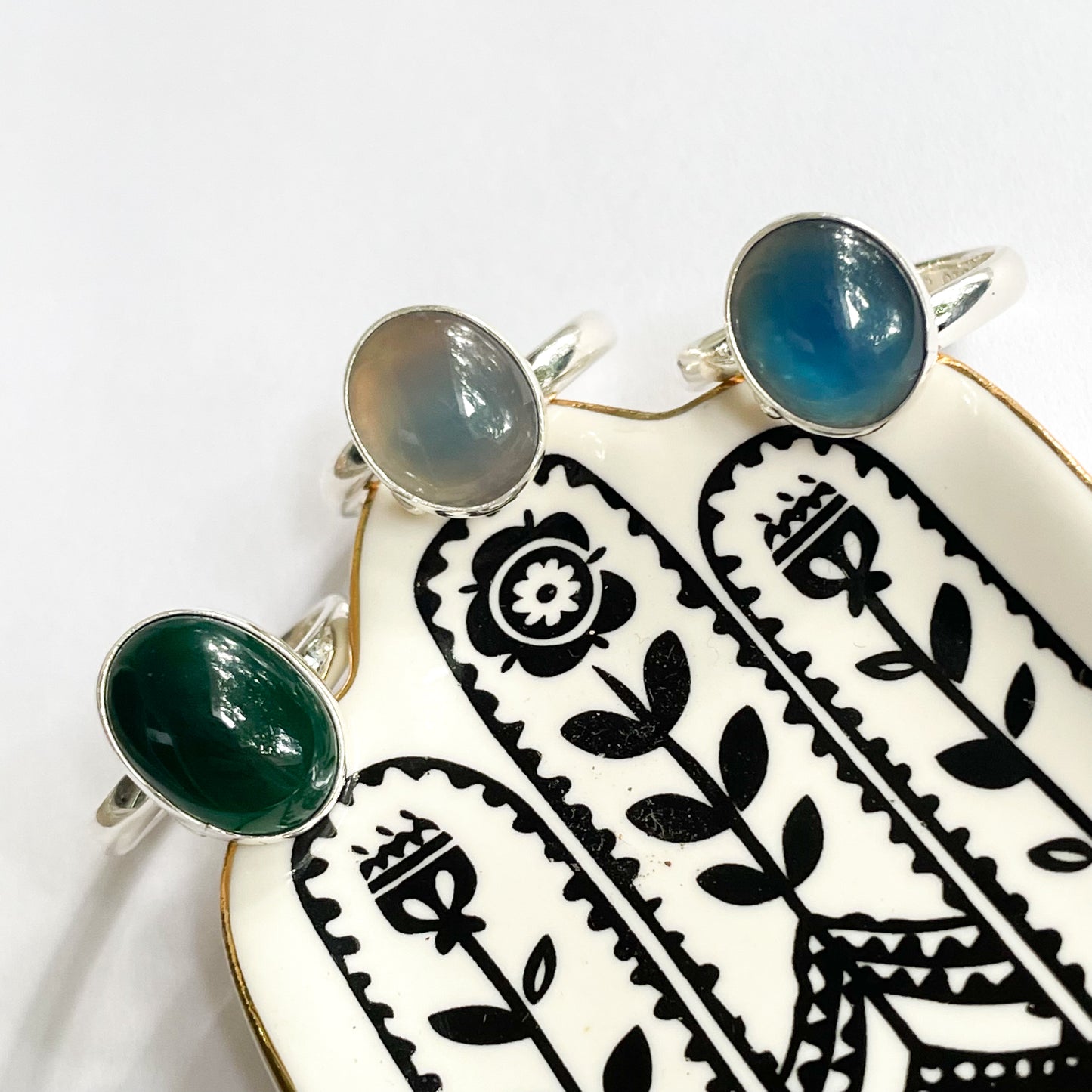 Dainty Unique Stoned Ring - Solid Sterling Silver