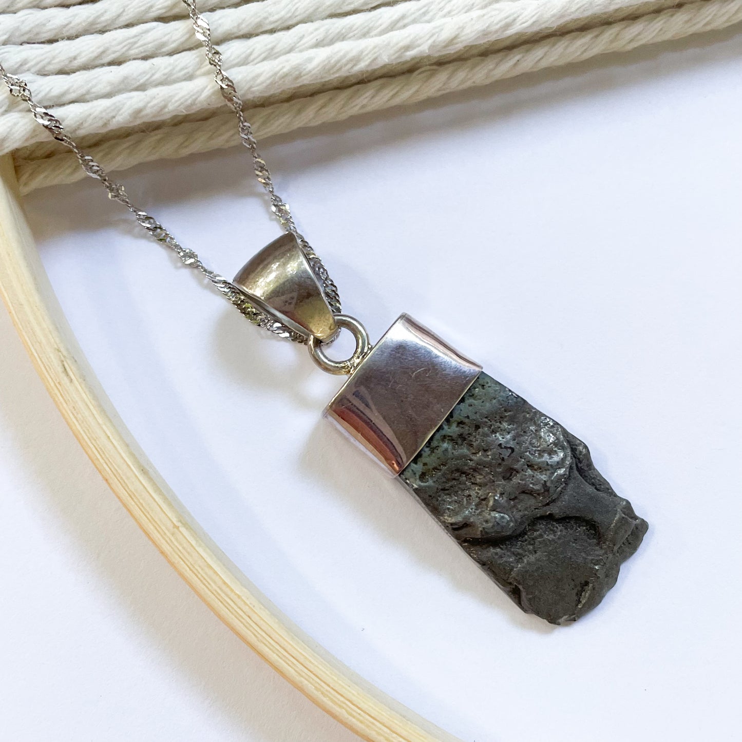 Hematite Point Pendant - Solid Sterling Silver