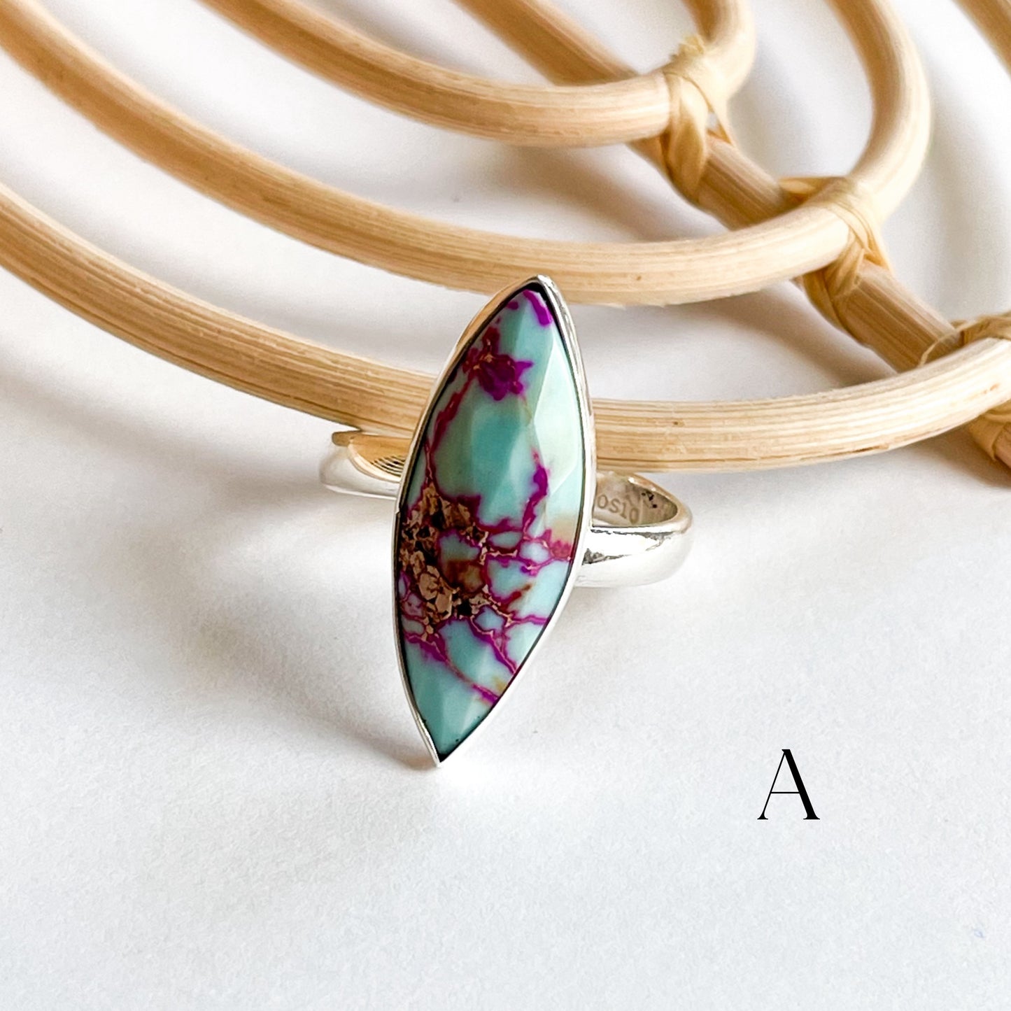 Tie Dye Purple & Blue Jasper Ring - Solid Sterling Silver