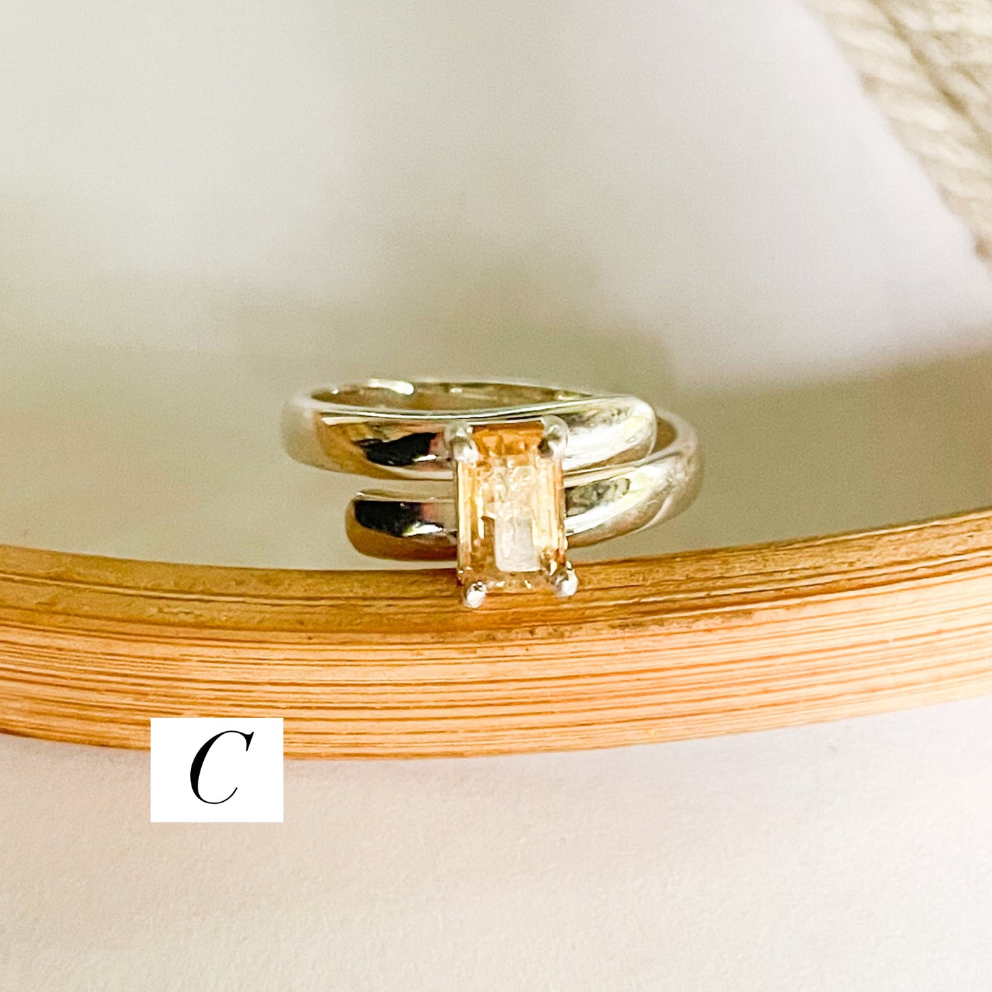 Certified Natural Imperial Topaz Prong Ring - Solid Sterling Silver