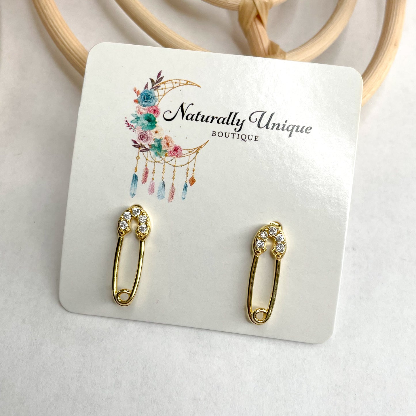 Safety Pin Studs - Solid Sterling Silver