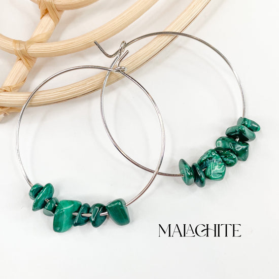 Malachite Hoops - Solid Sterling Silver