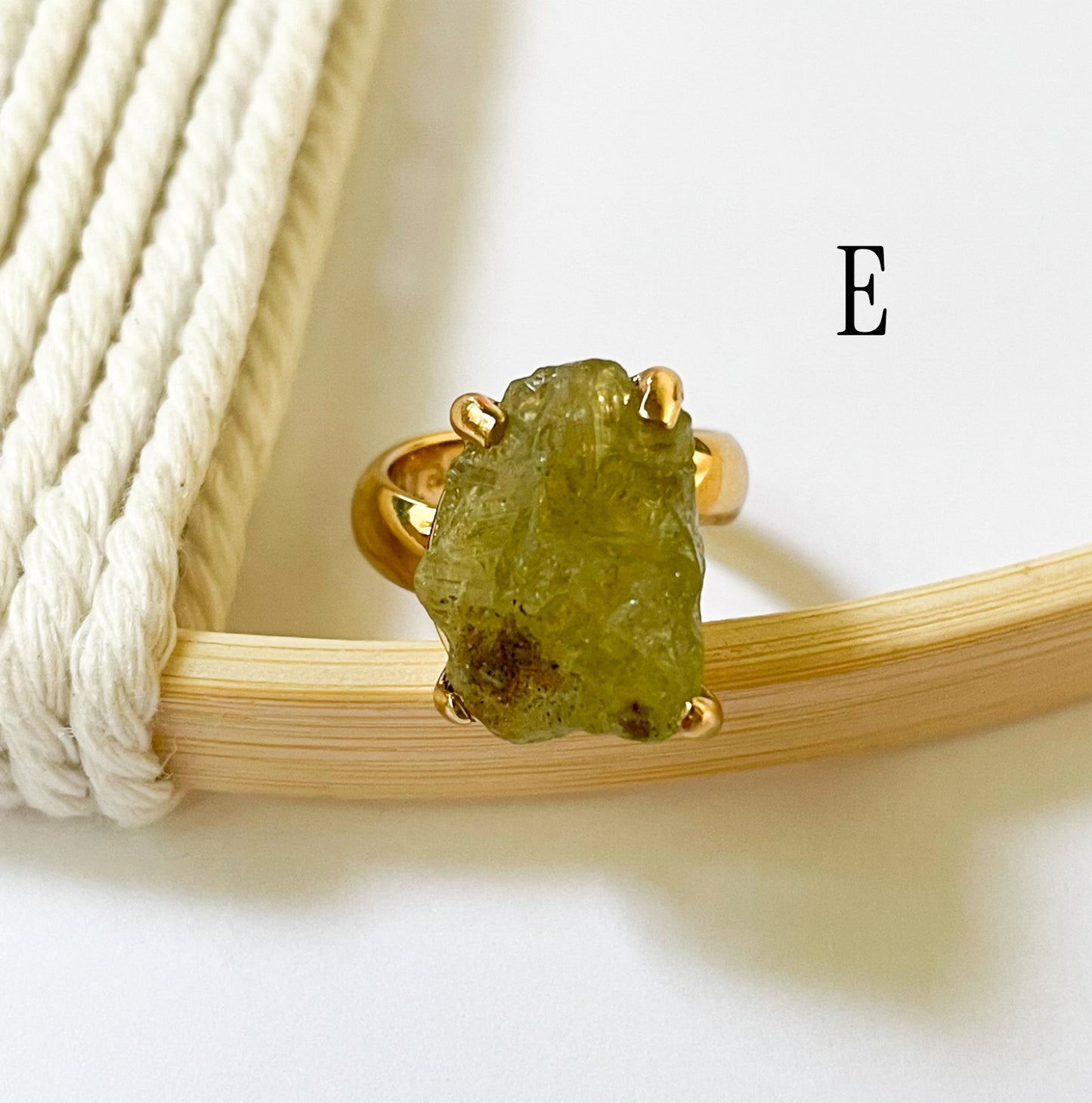 Raw Green Garnet Prong Ring - Alchemia Gold