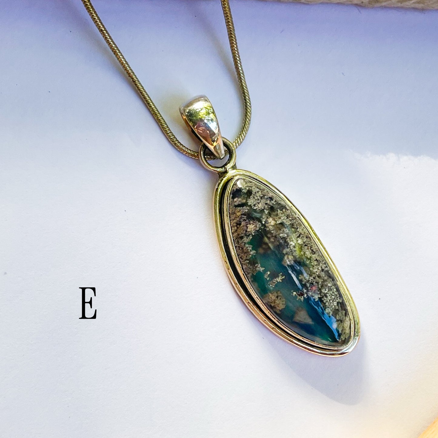 Aura Opal & Moss Agate Ring & Pendant - Solid Sterling Silver