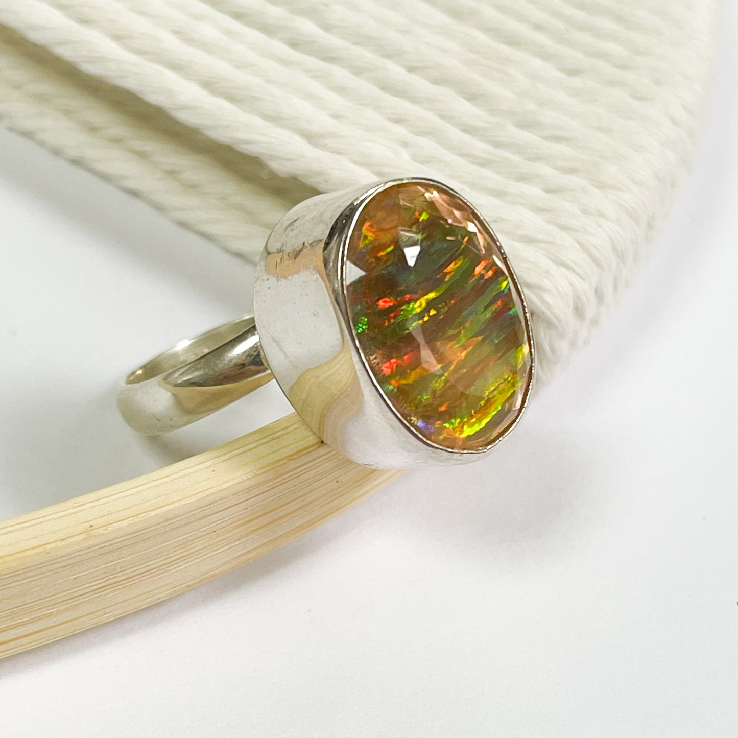Yellow Galaxy Doublet Ring - Solid Sterling Silver