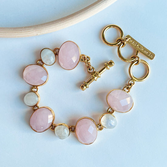 Rose Quartz & Rainbow Moonstone Bracelet  - Alchemia