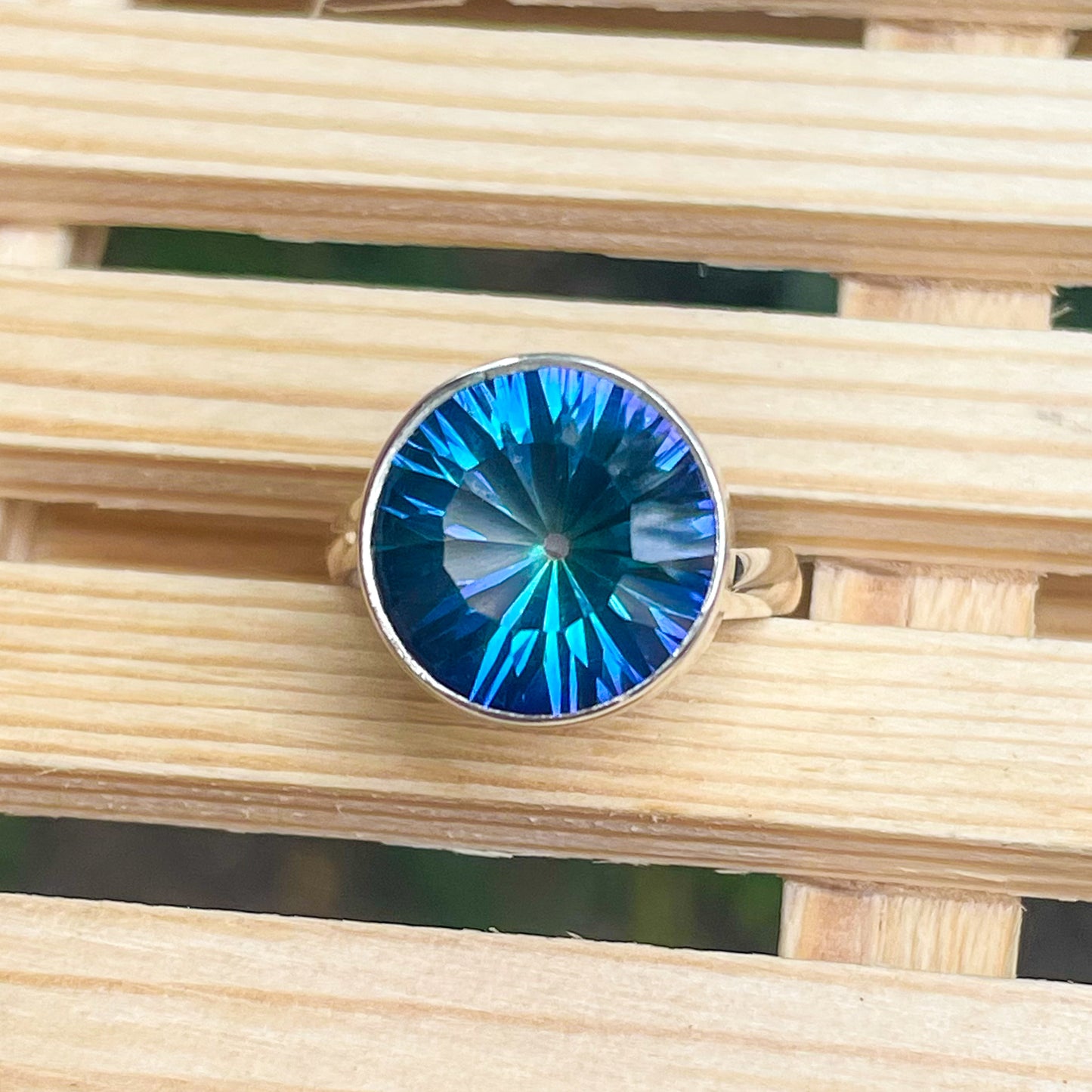 Blue Quartz Ring - Solid Sterling Silver