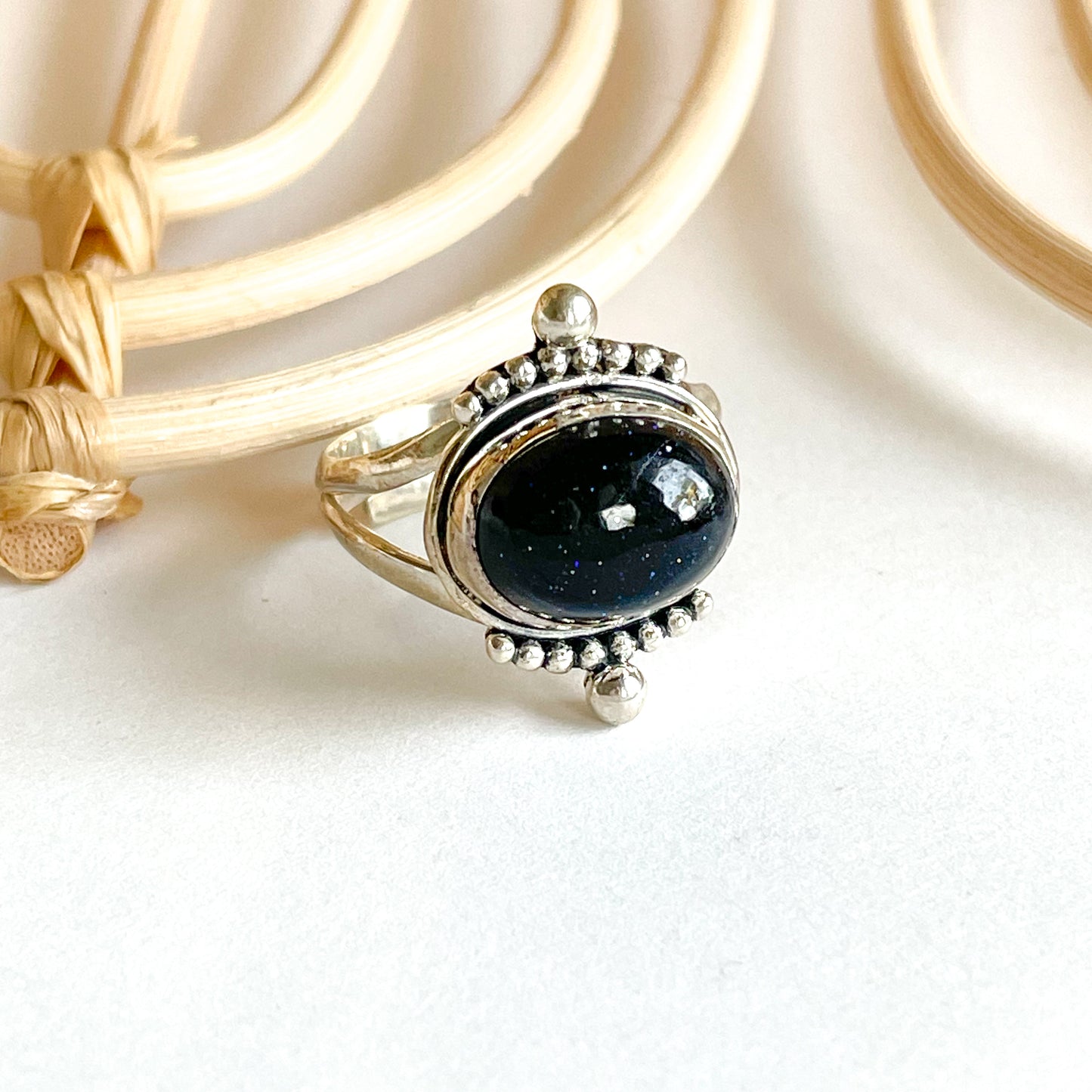 Glitter Stone Ring - Solid Sterling Silver
