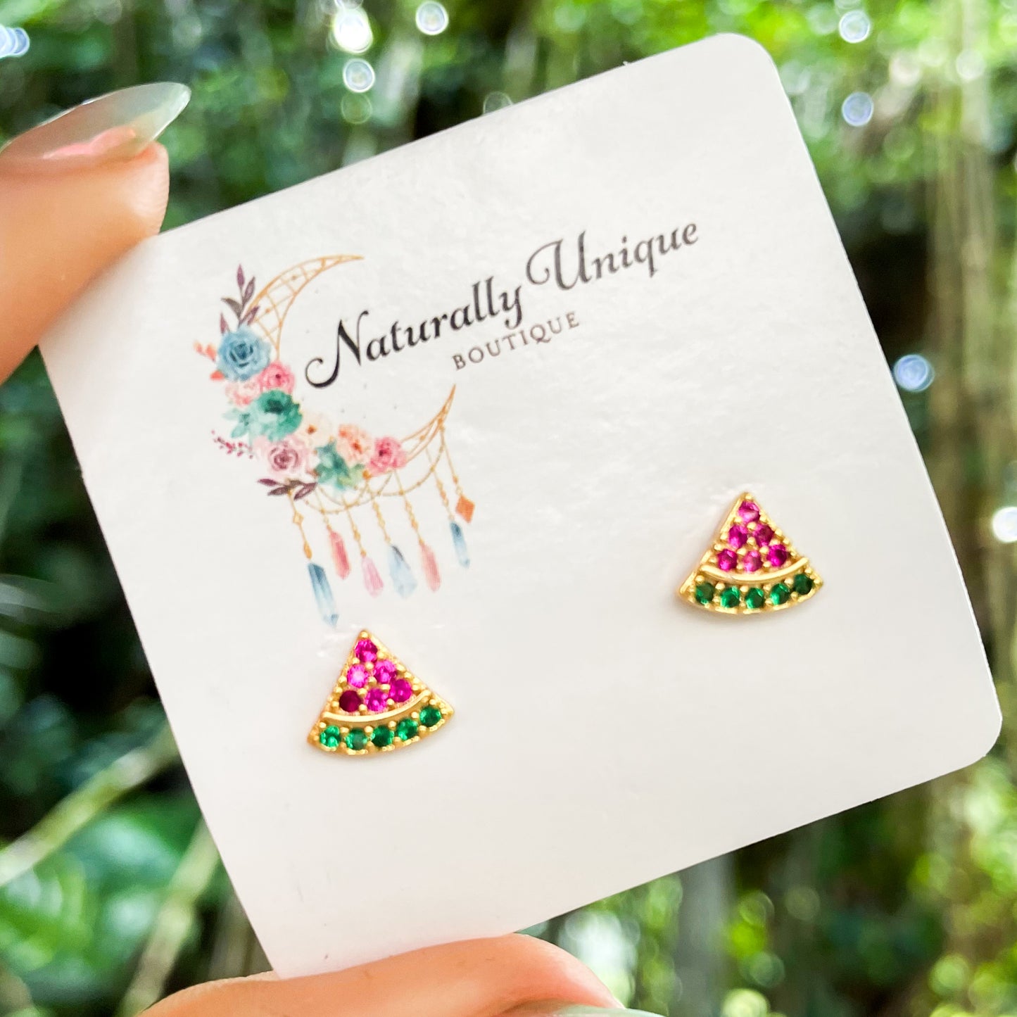 Watermelon Slice Studs - 18k Gold Filled