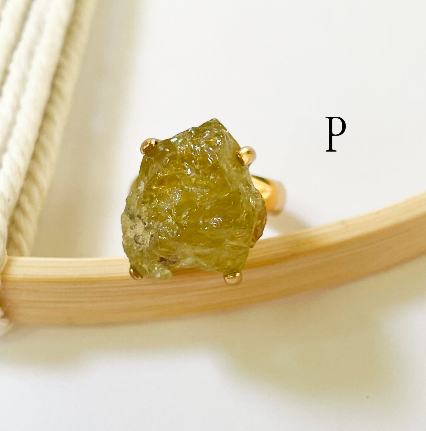 Raw Green Garnet Prong Ring - Alchemia Gold