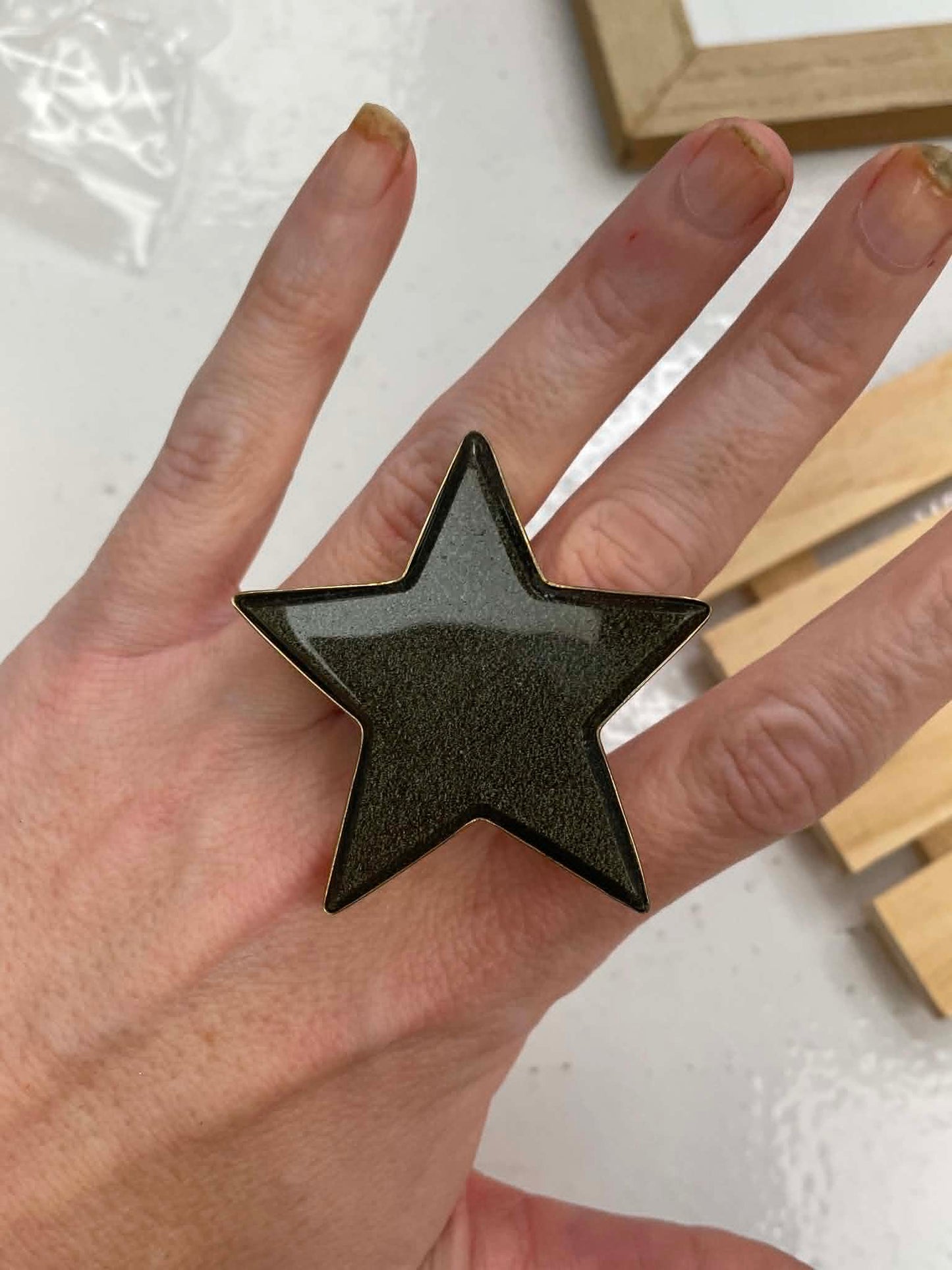 Silver Sheen Obsidian Star or Moon Rings - Alchemia