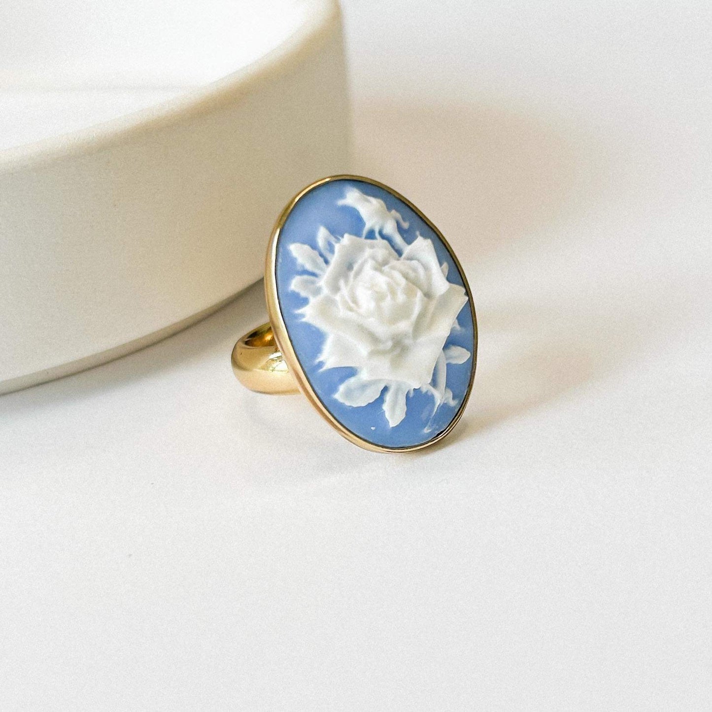 Cameo Blue Adjustable Ring - Alchemia