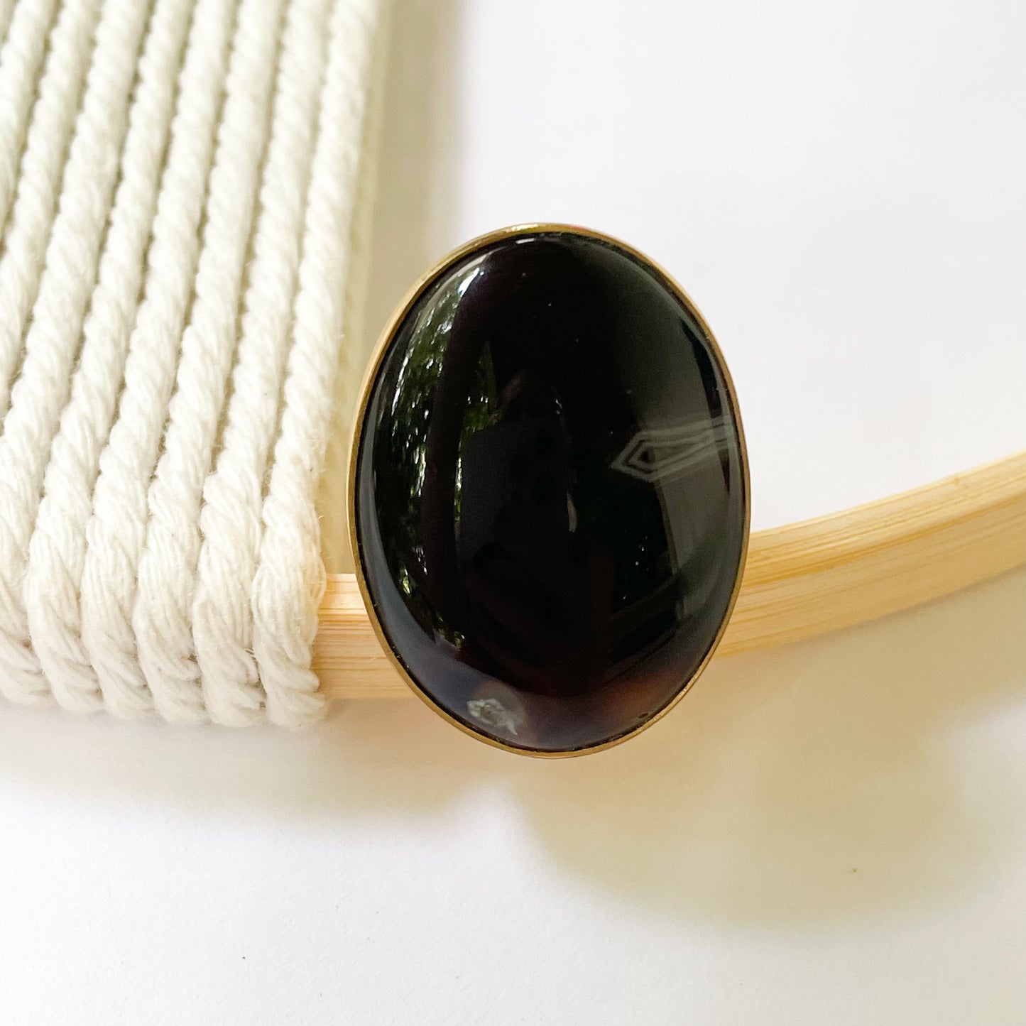 Black Agate Ring - Alchemia Gold