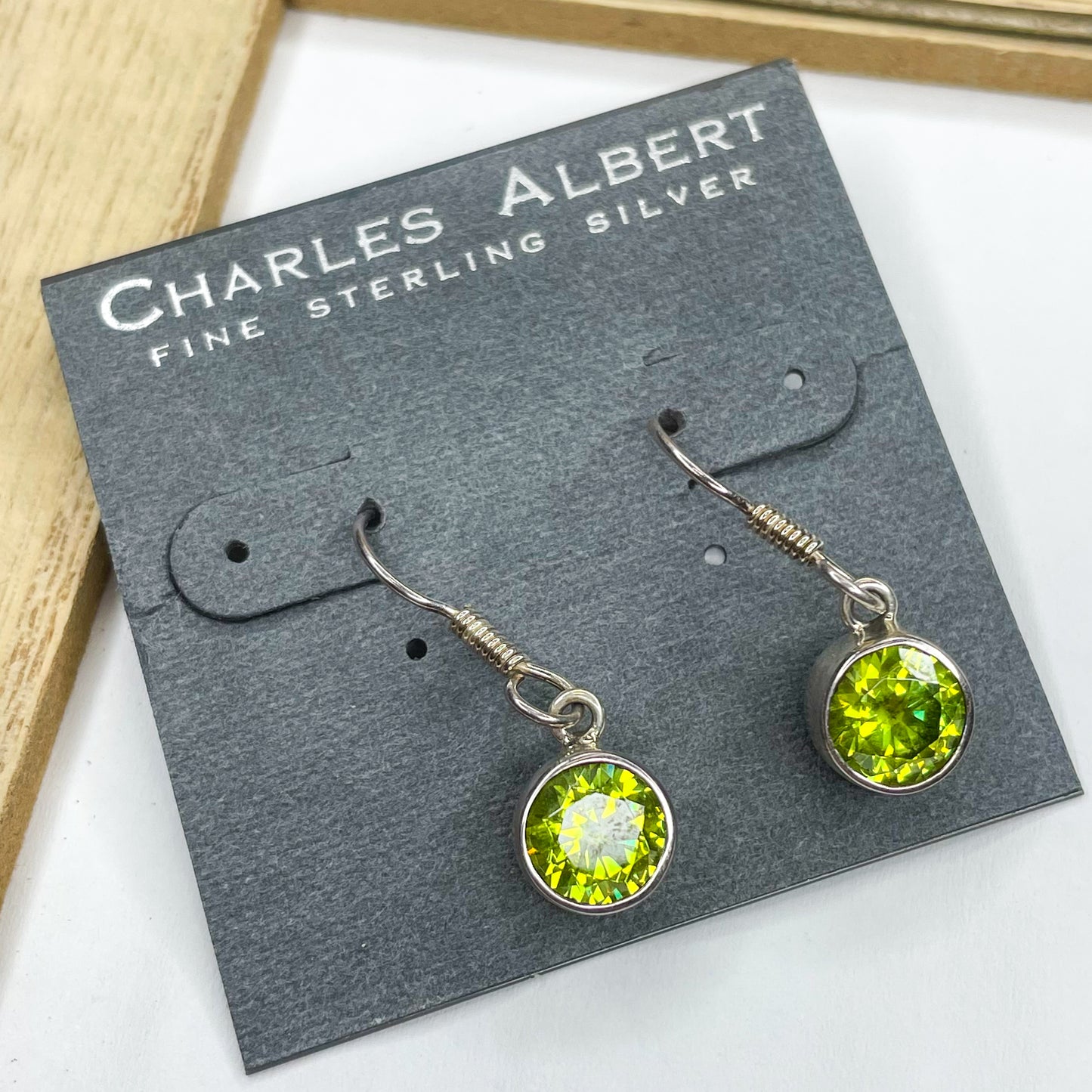 Synthetic Peridot Dangle Earrings - SSS