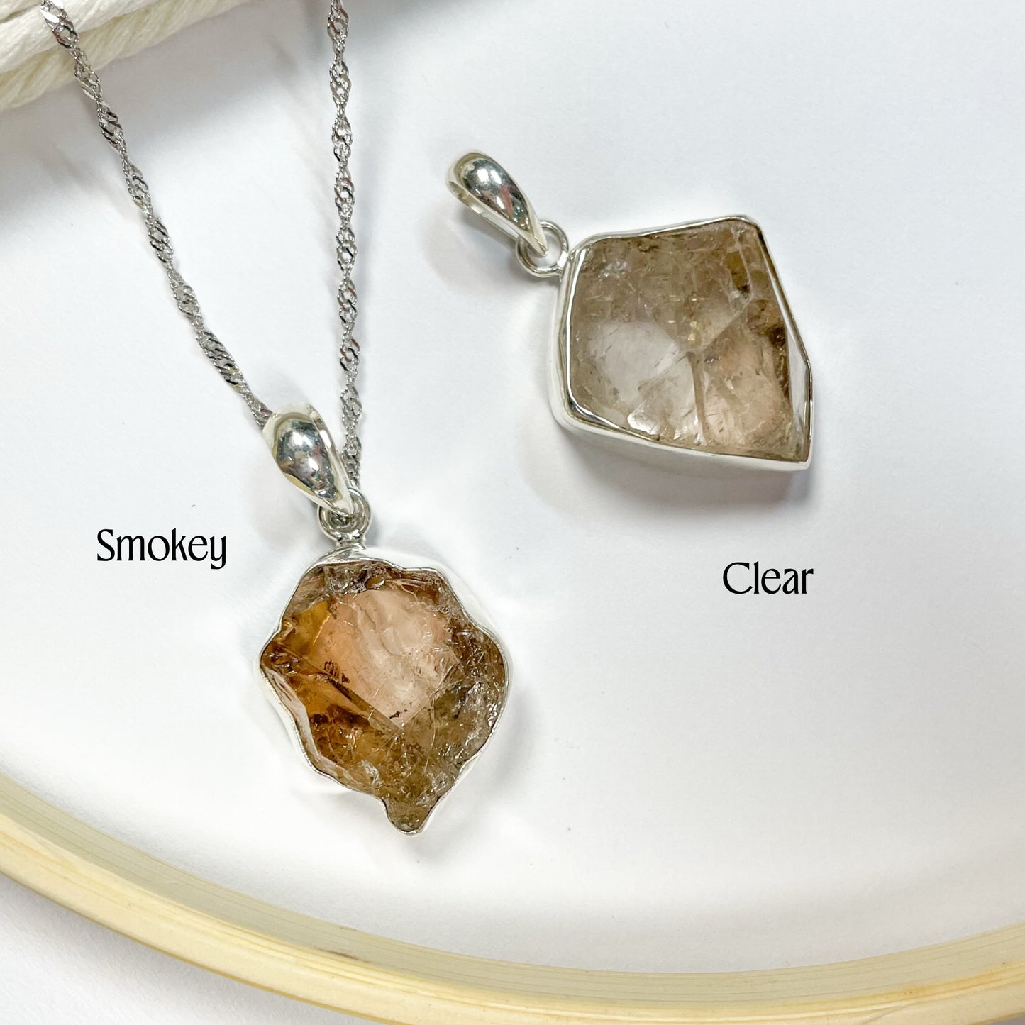 Raw Quartz Pendant - Solid Sterling Silver