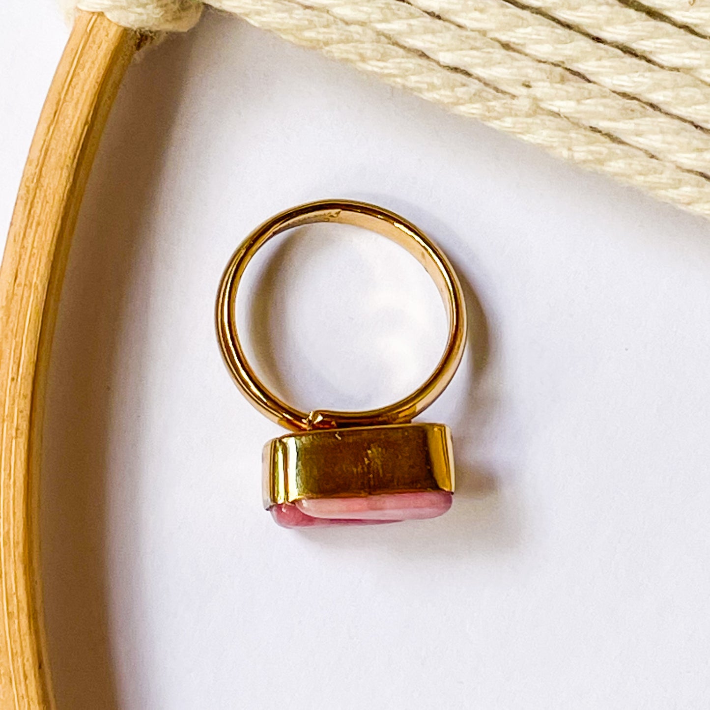 Cherry Quartz Triangle Bypass Adjustable Ring - Alchemia