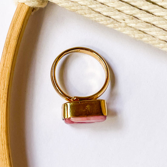 Cherry Quartz Triangle Bypass Adjustable Ring - Alchemia