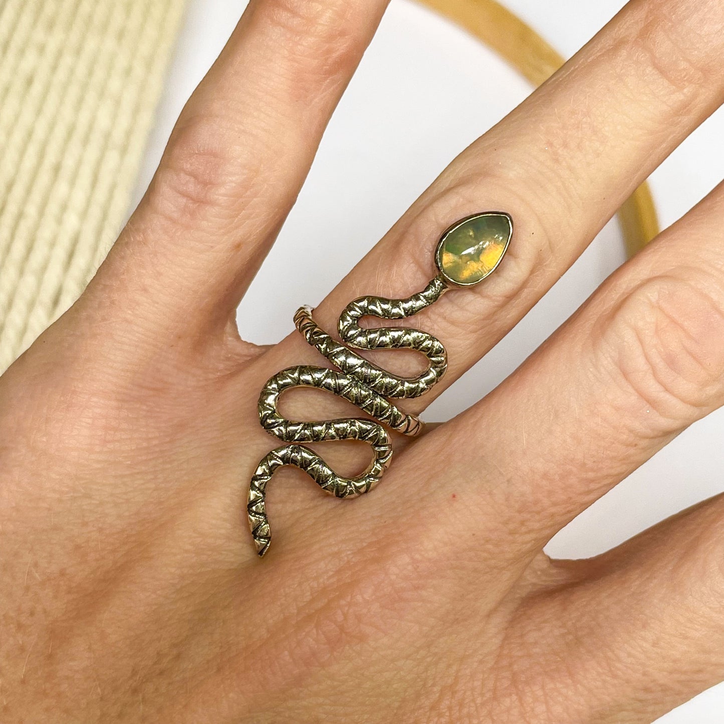 Ethiopian Opal Snake Crawler Ring - SSS
