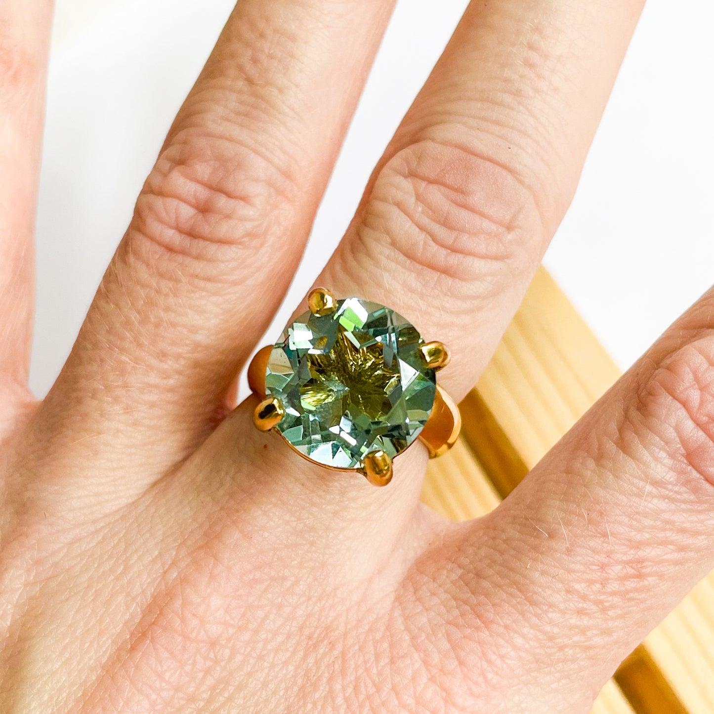 Blue Polka Dot Prong Ring - Alchemia Gold