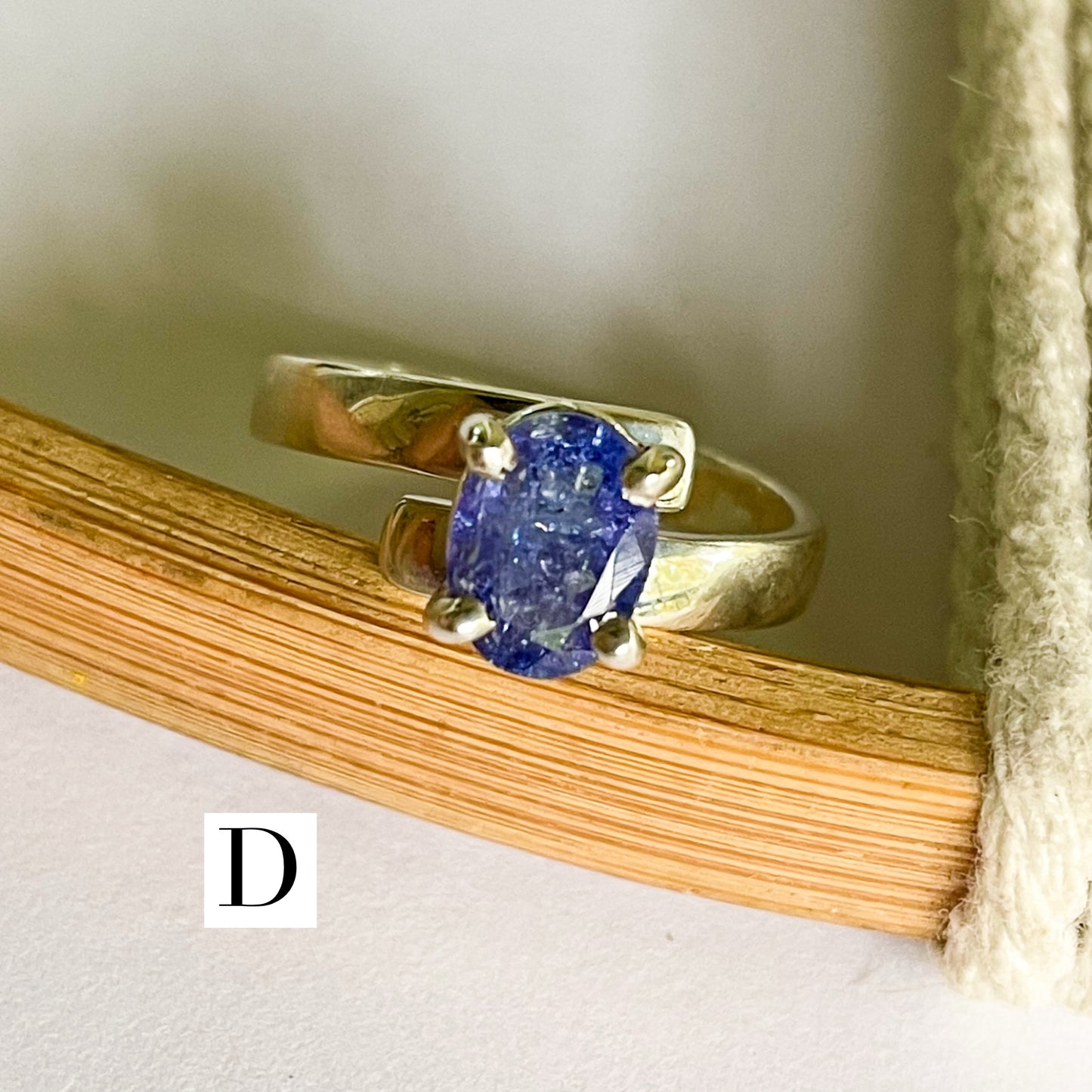 Certified Natural Tanzanite Prong Ring - Solid Sterling Silver