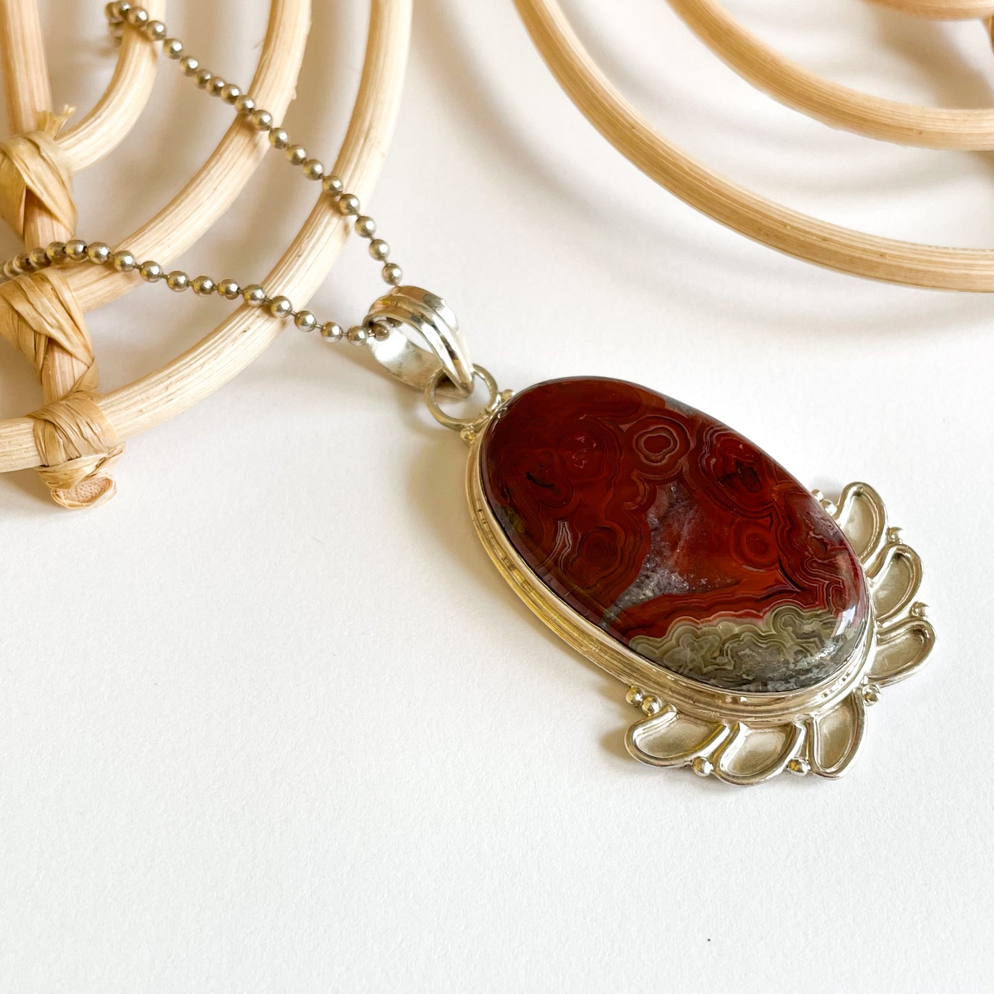Crazy Lace Agate Pendant - Solid Sterling Silver
