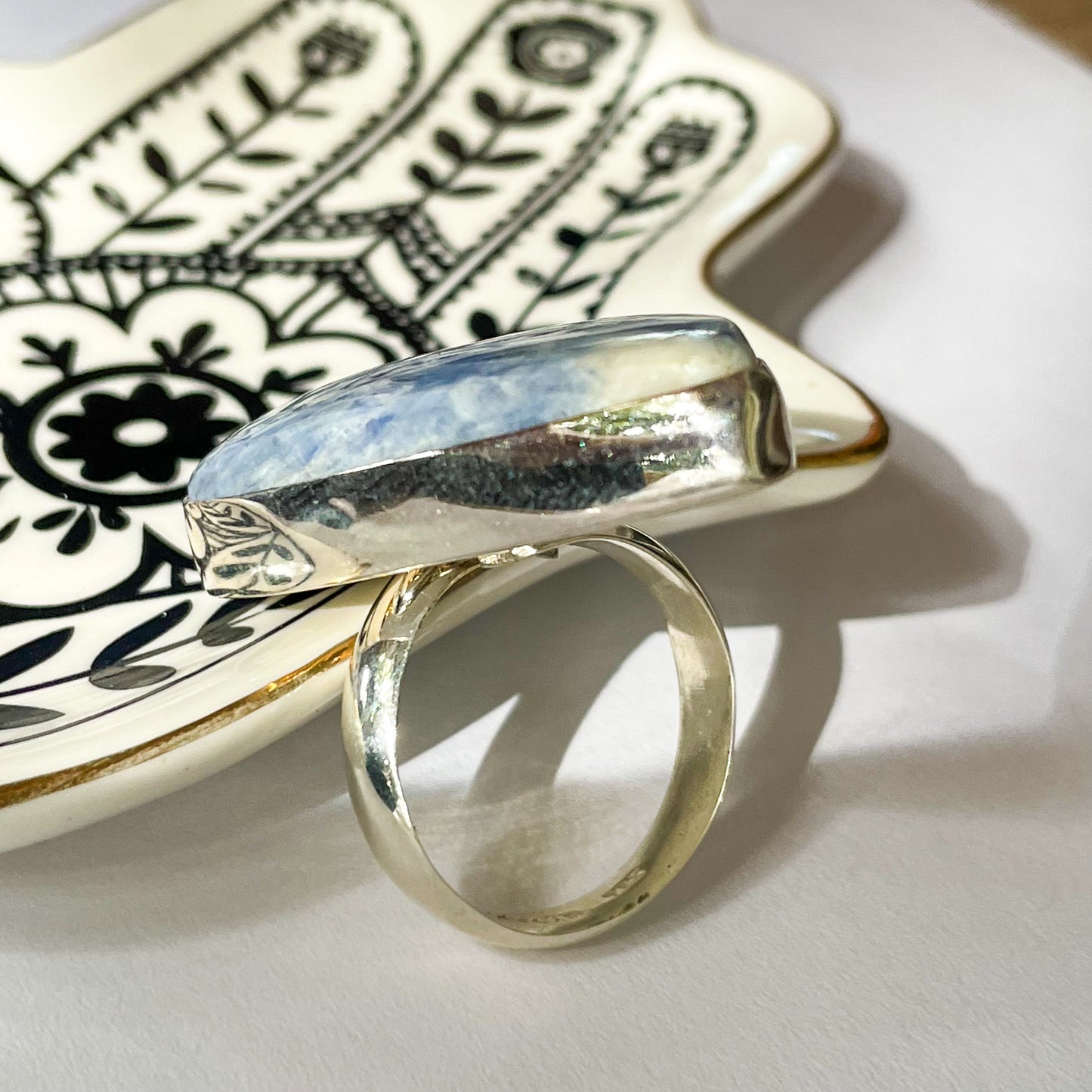 Unique Light Blue Kyanite Ring - Solid Sterling Silver