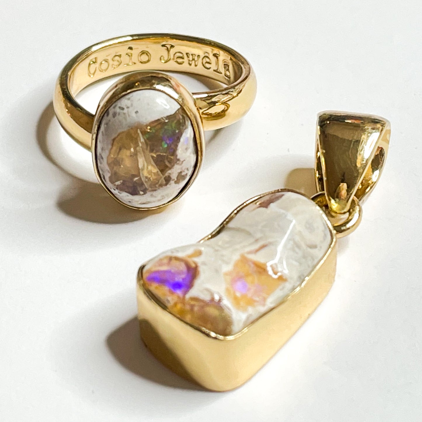 Mexican Fire Opal Ring & Pendant Combo - Alchemia