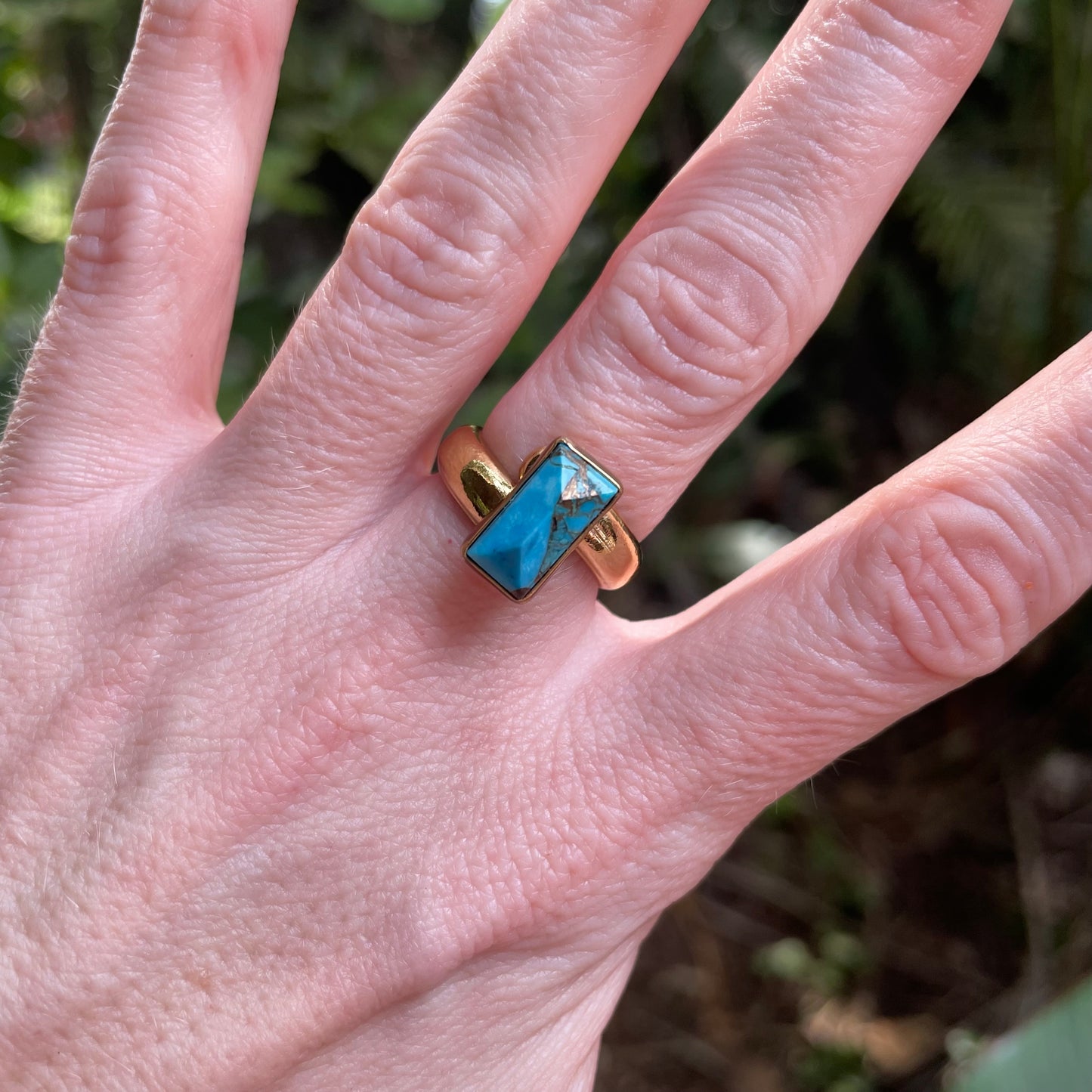 Copper Infused Turquoise Inlay Rings - Both Metals