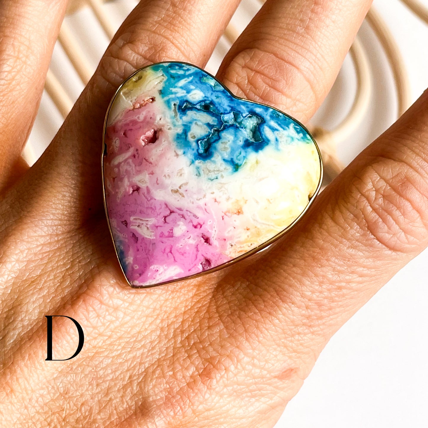 Solar Druzy Heart Statement Ring